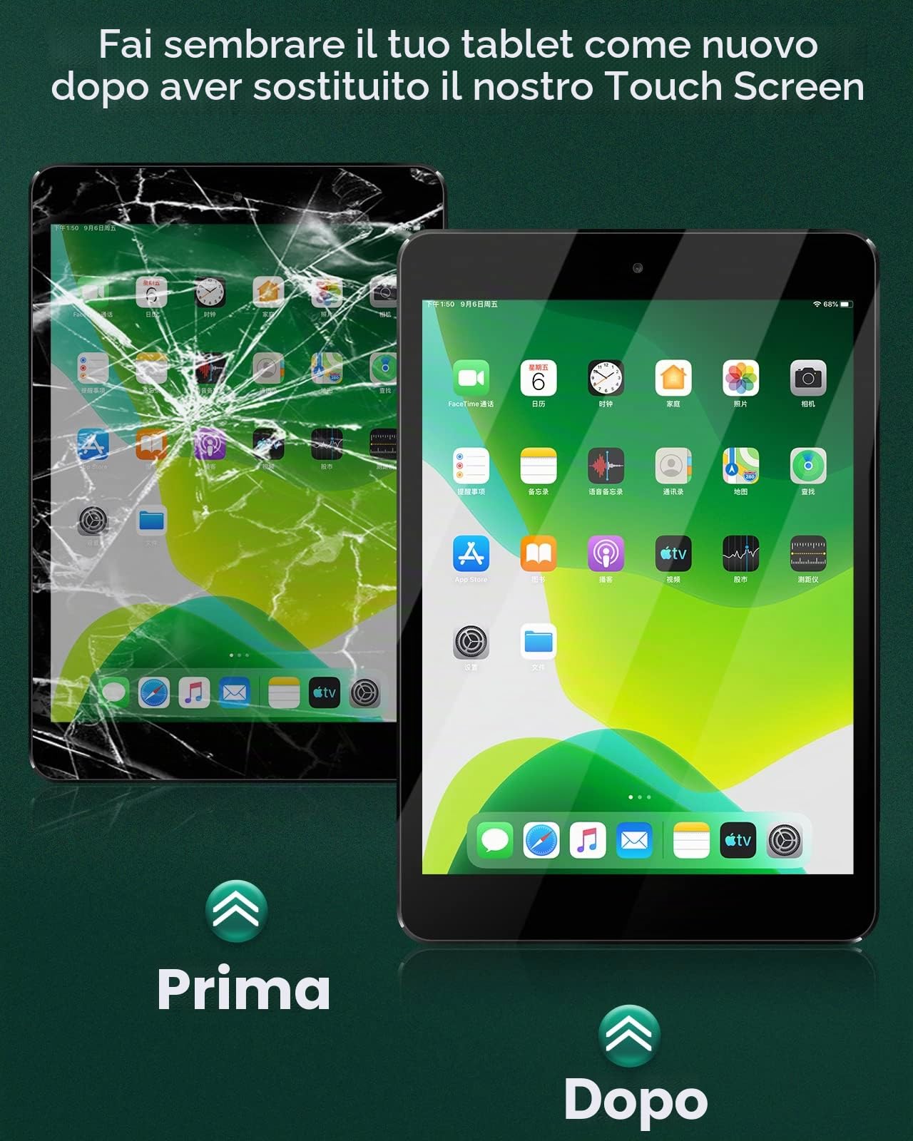 per iPad 7 7a generazione Touch Screen per iPad 8 8a generazione Sostituzione dello schermo per iPad 10.2 2019 Digitizer A2197 A2200 A2198 A2232 10.2 2020 A2428 A2429 A2270 A2430 (con pulsante Home)