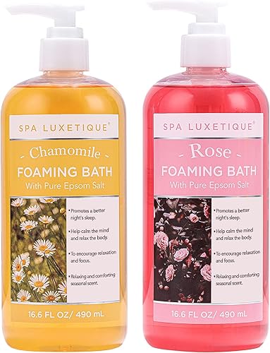 Miniatura 9 de Spa Luxetique - Bañera espumosa con sal pura de Epsom, juego de baño con aroma a rosa de manzanilla y lavanda, regalos de Navidad para mujeres,