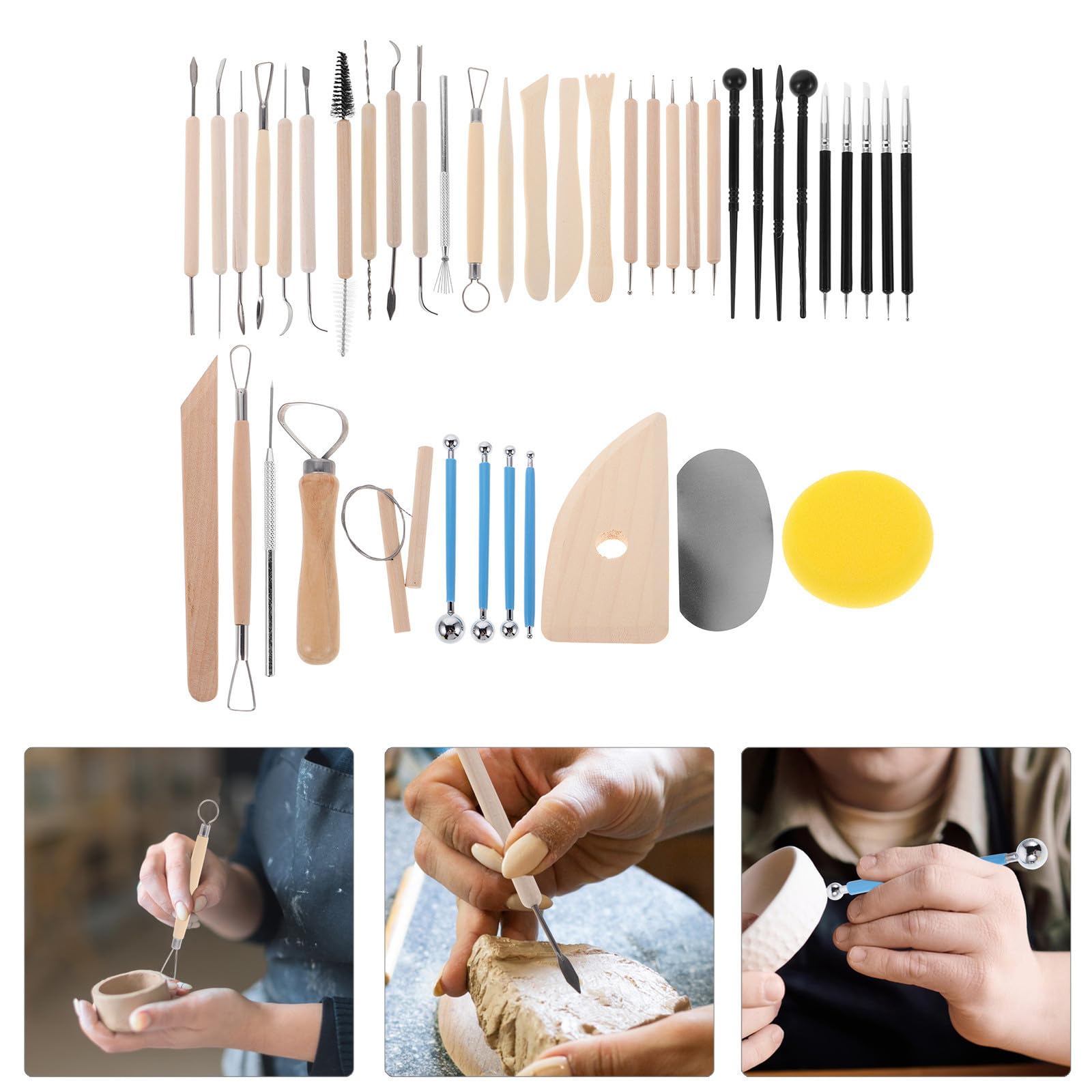 Kit de Herramientas para Esculpir Cerámica de Madera y Acero Inoxidable Diseño Profesional para Proyectos de Arcilla y Escultura, Reduce Fatiga y Aumenta Longevidad