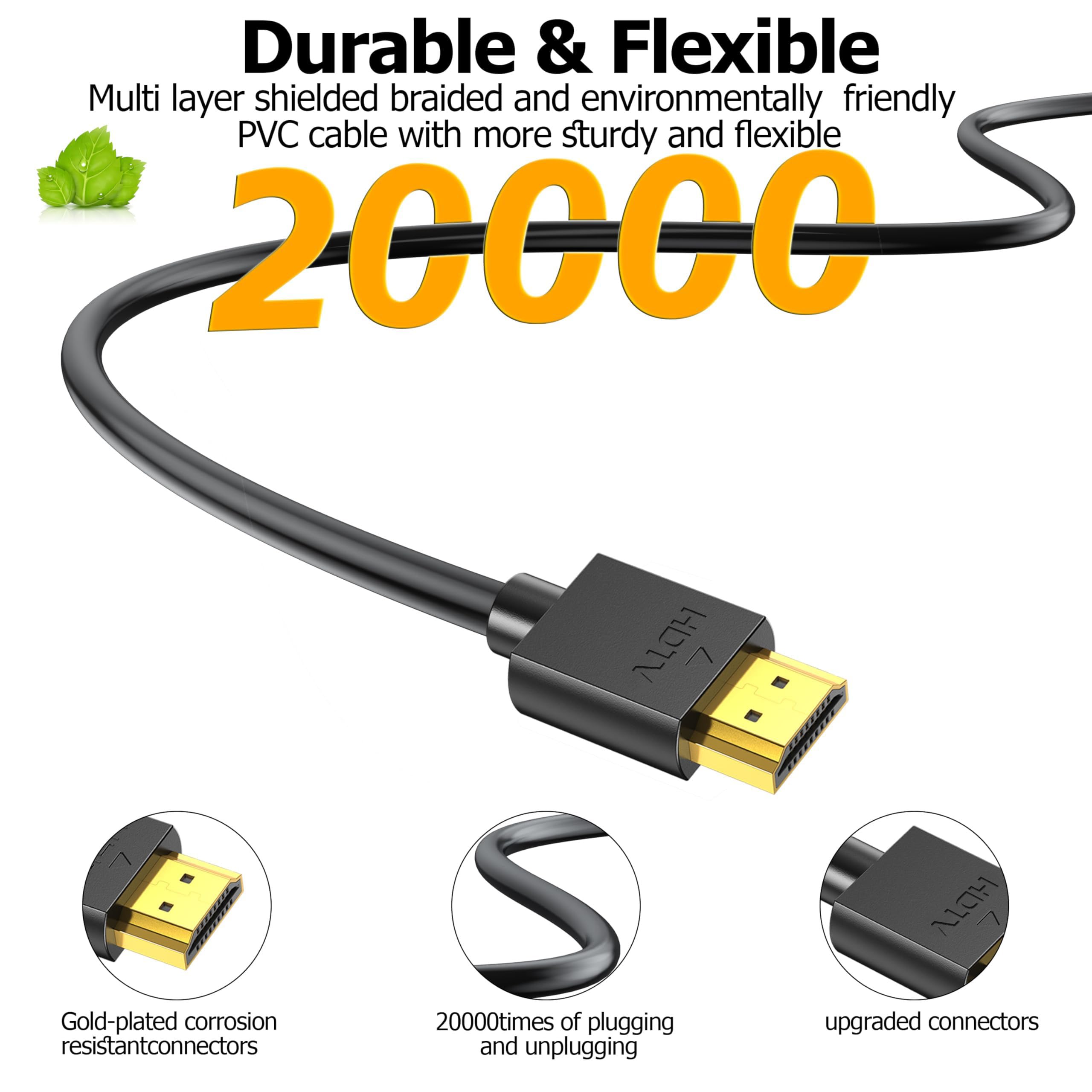 Confezione da 10 cavi HDMI 4K a HDMI, confezione multipla da 1,8 m, cavo HDMI 2.0 schermato ad alta velocità, 1,8 m con 2K a 165/144Hz, HDCP 2.2, HDR, ARC e CL3, per laptop, monitor, TV, PS5, PS4,