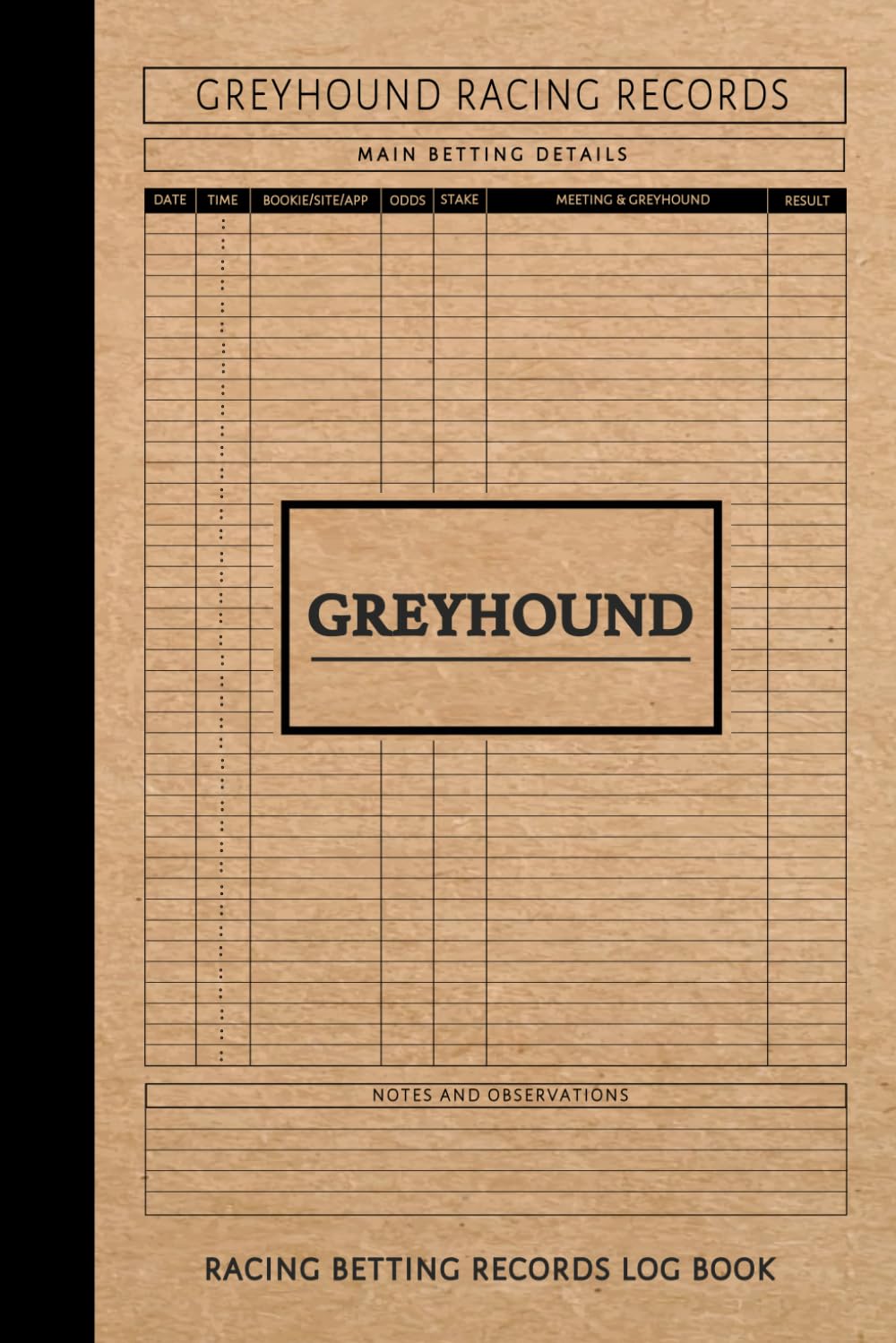 Greyhound Racing Betting Records Log Book: Dog Race Enthusiast Journal. Track and Note Every Bet. Ideal for Canine Performance Fans, Sports Betters, and Bookies