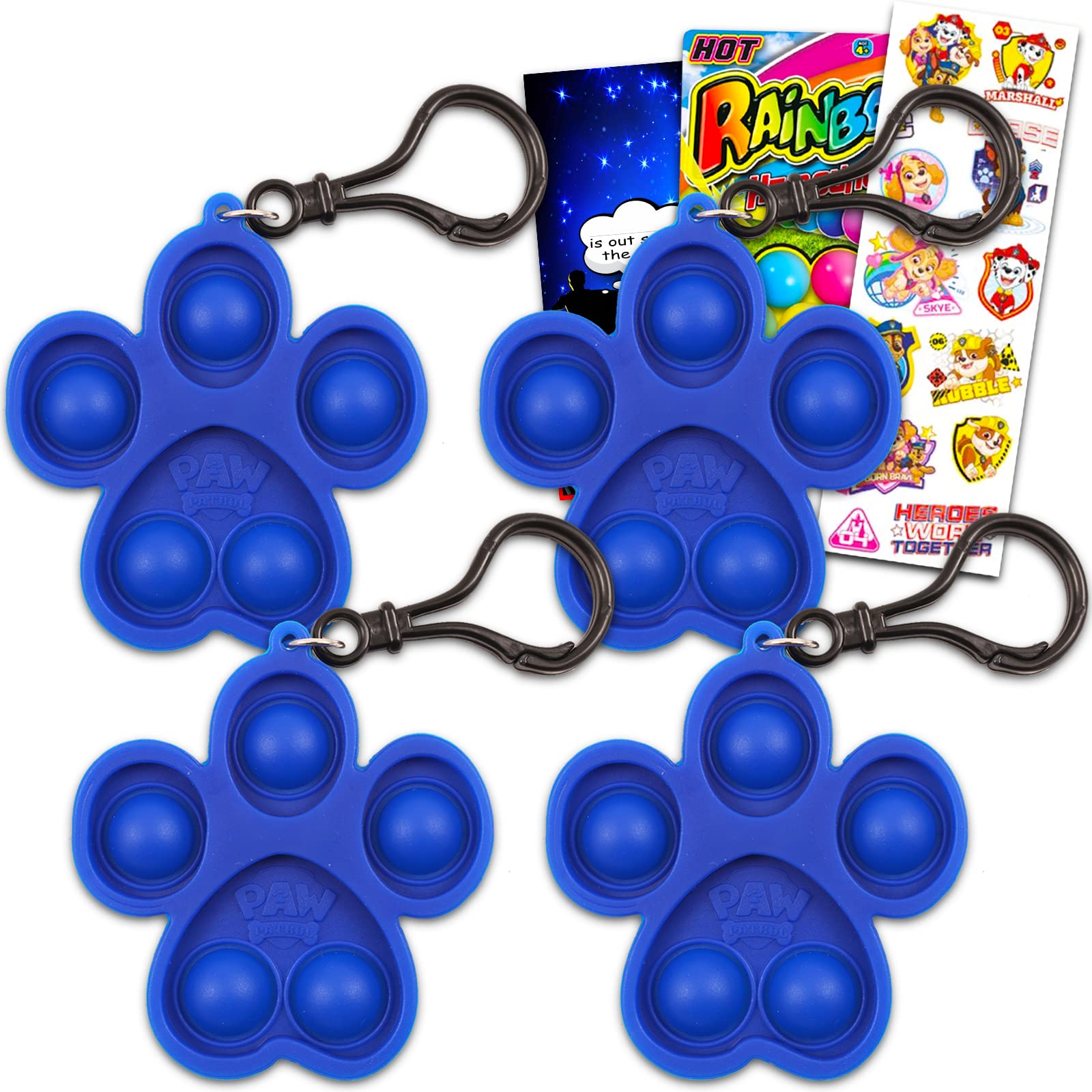 ViacomPaw Patrol Pop Fidget Toys Set - Party Favors Bundle Including 4 Paw Patrol Paw Print Fidget Keychains Plus Paw Patrol Paw Patrol Fidget Popper