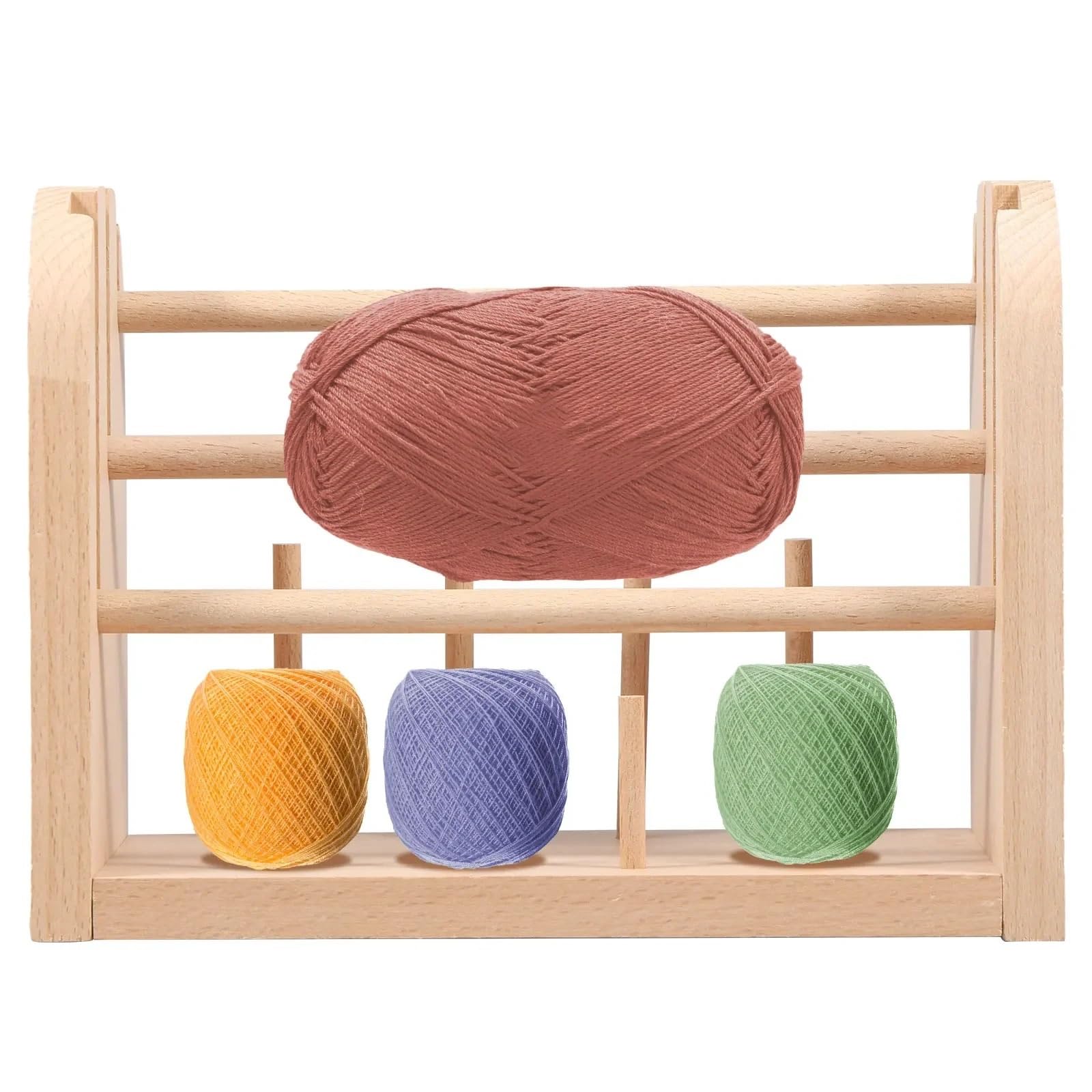 porta ovillos Soporte de carretes madera, soporte hilo desmontable, organizador coser haya multifuncional, suministros ganchillo
