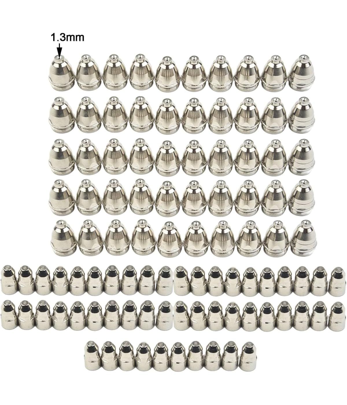 P80 elektrody plazmowe i dysze, część zamienna, przewodność elektryczna, do CUT-120 CUT-100 CUT-80 CUT-70, srebrna, 100 sztuk (1,3 mm)