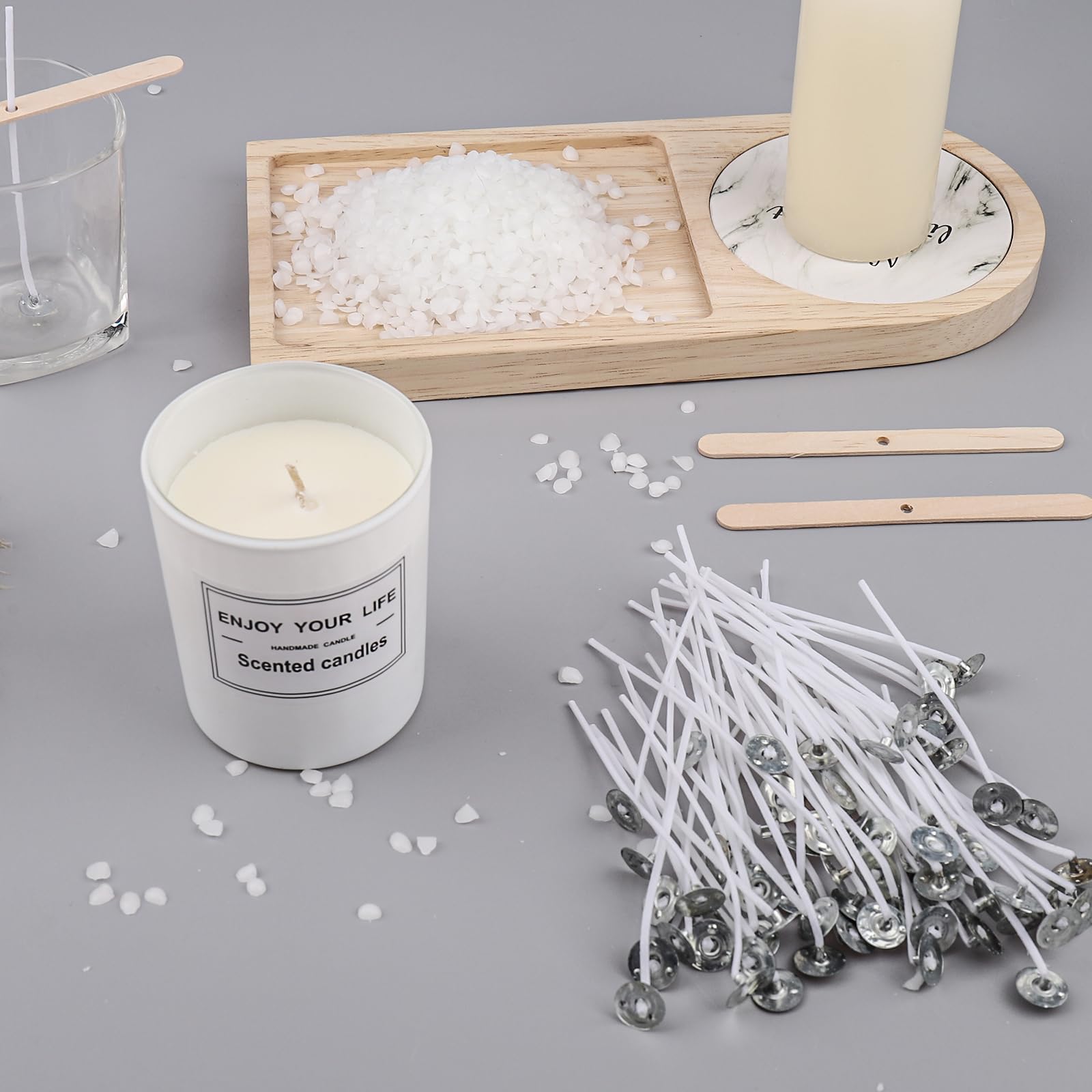 LQIOACU stoppini per candele,stoppini per candele fai da te,stoppino per candele legno,8 pezzi, perfetti per i mangiatori di cera, i progetti di bricolage e l'uso all'aperto