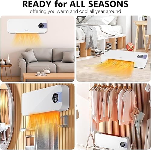 Miniatura 6 de Calentador de espacio de pared para uso en interiores Habitación grande de 1500 W, calentadores de pared eléctricos de cerámica de 3 segundos,