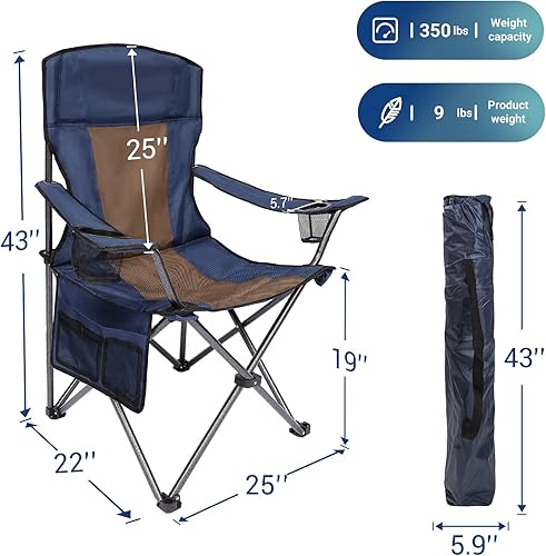Miniatura 2 de AsterOutdoor - Silla plegable de campamento acolchada con portavasos grandes, organizador lateral y bolsillo trasero para exteriores, campamento,