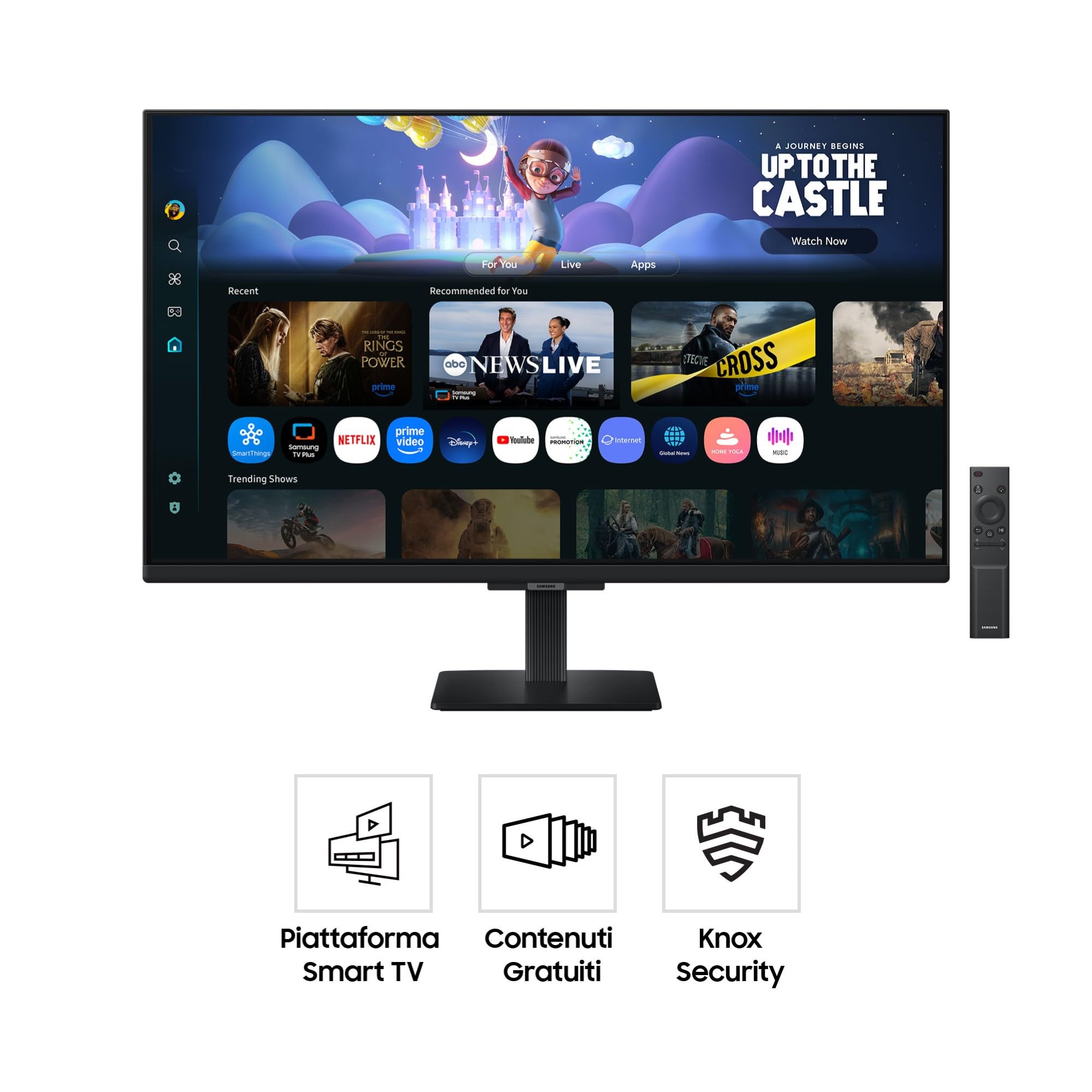 Samsung Smart Monitor M5 (S32FM502EU), Flat 32'', 1920 x 1080 (FHD), Smart Hub con AI, Office 365, Gaming Hub, Speaker integrati, Telecomando, WiFi, HDMI, USB