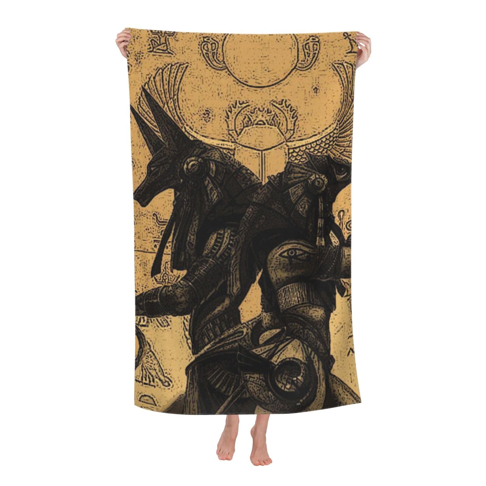 LSRCPD Beach Towel Egypt Anubis Microfiber Beach Towels Blanket Oversized Tropical Big Extra Large XL Pool Towels Quick Dry Sandproof for Women Girls Kids