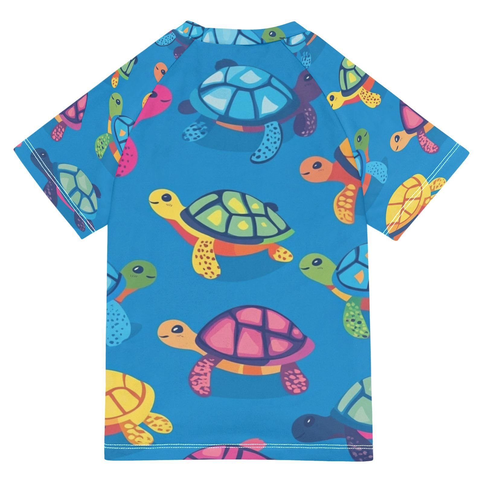 Jucciaco Boys Swing Shirts Turtle Sea Cartoon Graphic Rashguard Short Sleeve Kids T-Shirts Sun UPF 50+