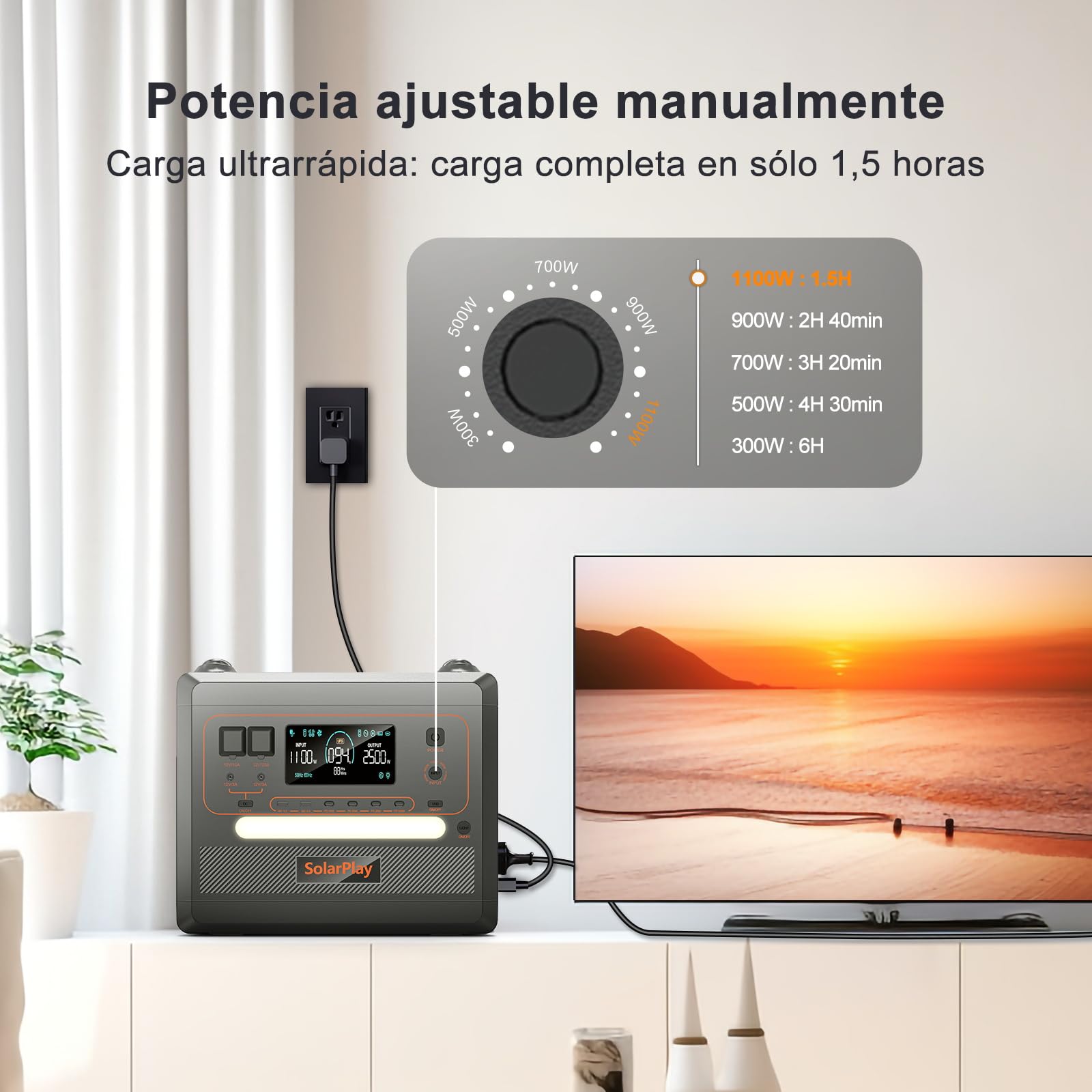 SolarPlay Banco de energía portátil Q2402M 2500W (Q2402M+200W)