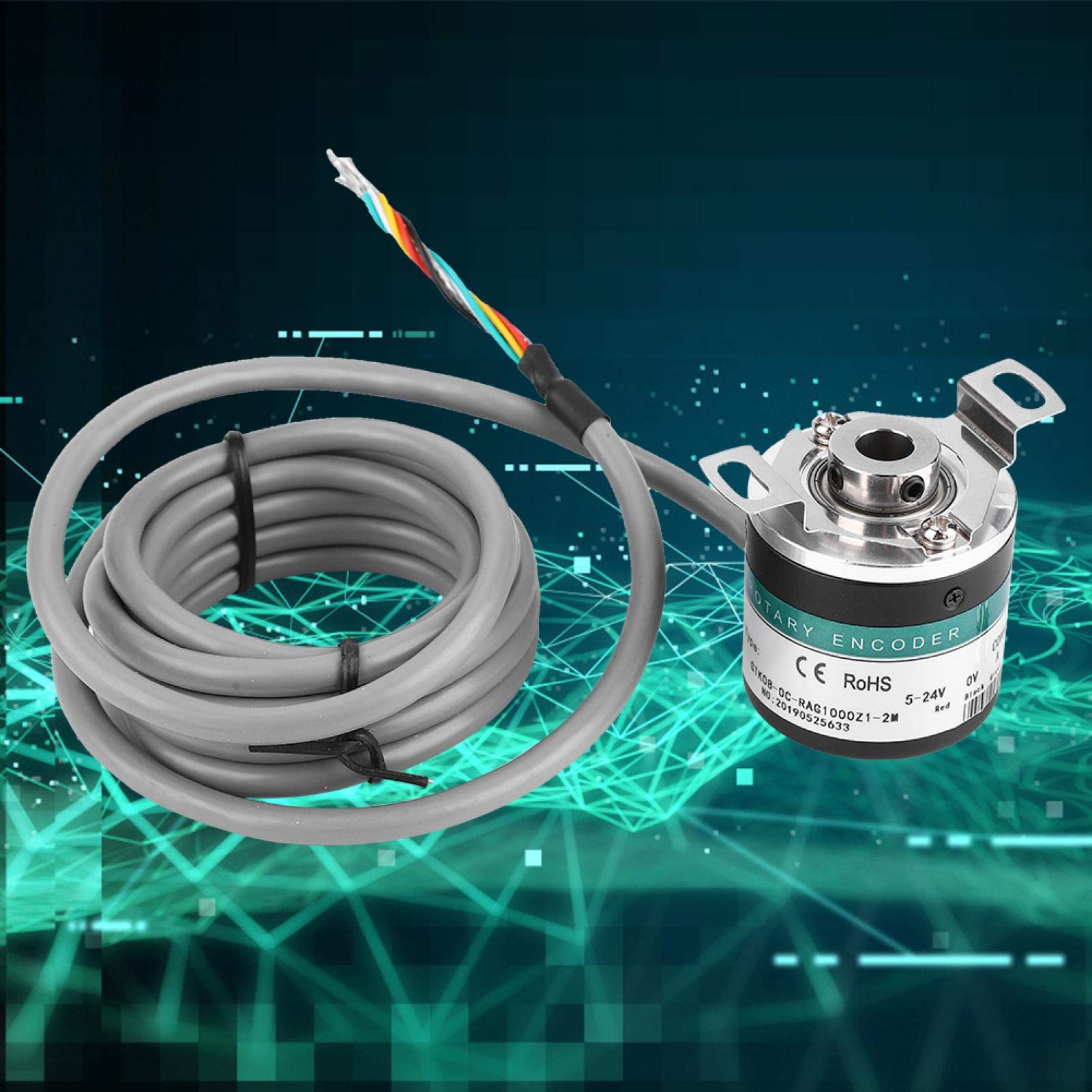GTK3808 Drehgeber, DC5V-24V Optoelektronischer Drehgeber ABZ 3-Phasen-Hohlwellengeber