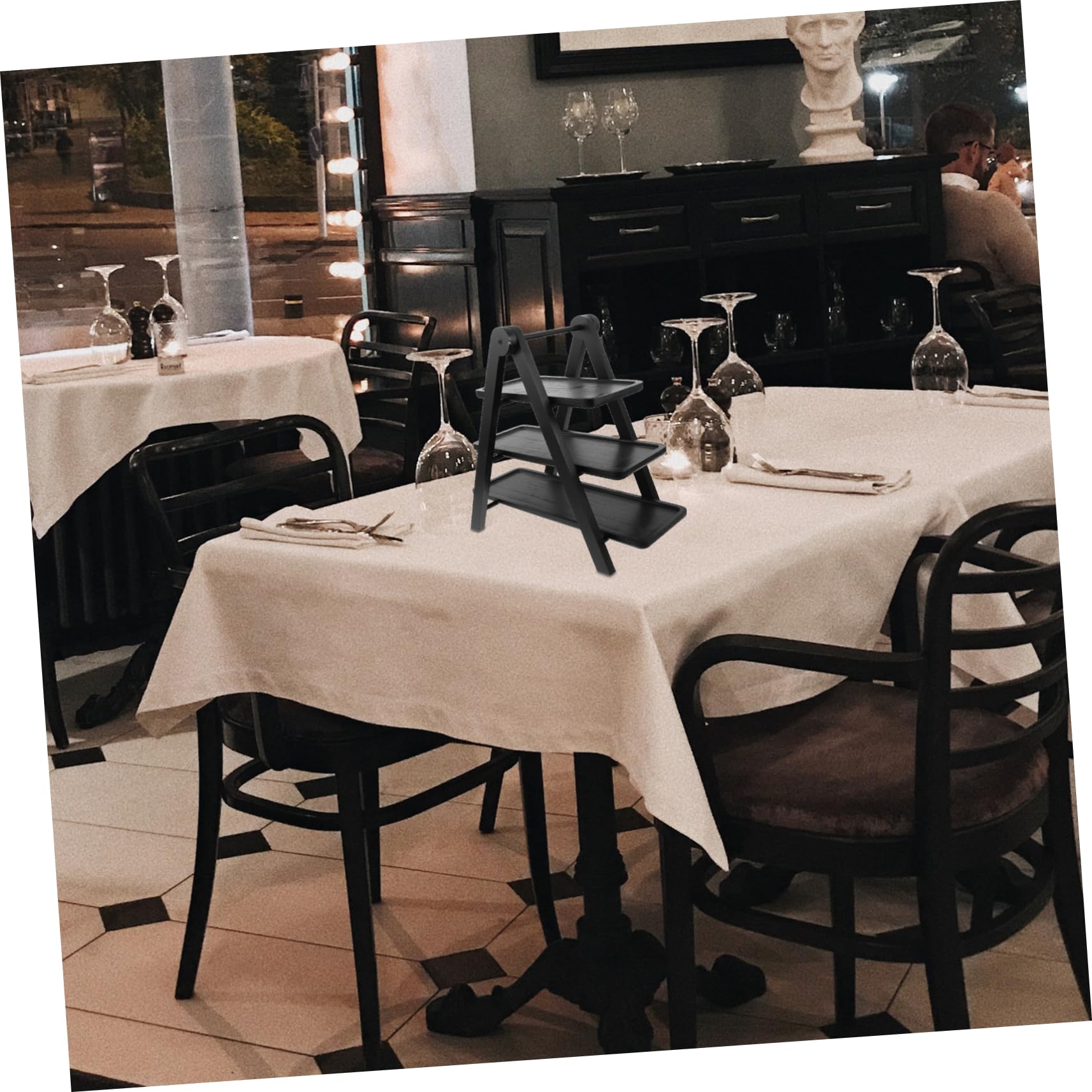 Drewniany stojak na tacę do serwowania – wielowarstwowy stojak na półmiski na żywność na imprezy cateringowe i restauracje Hotpot