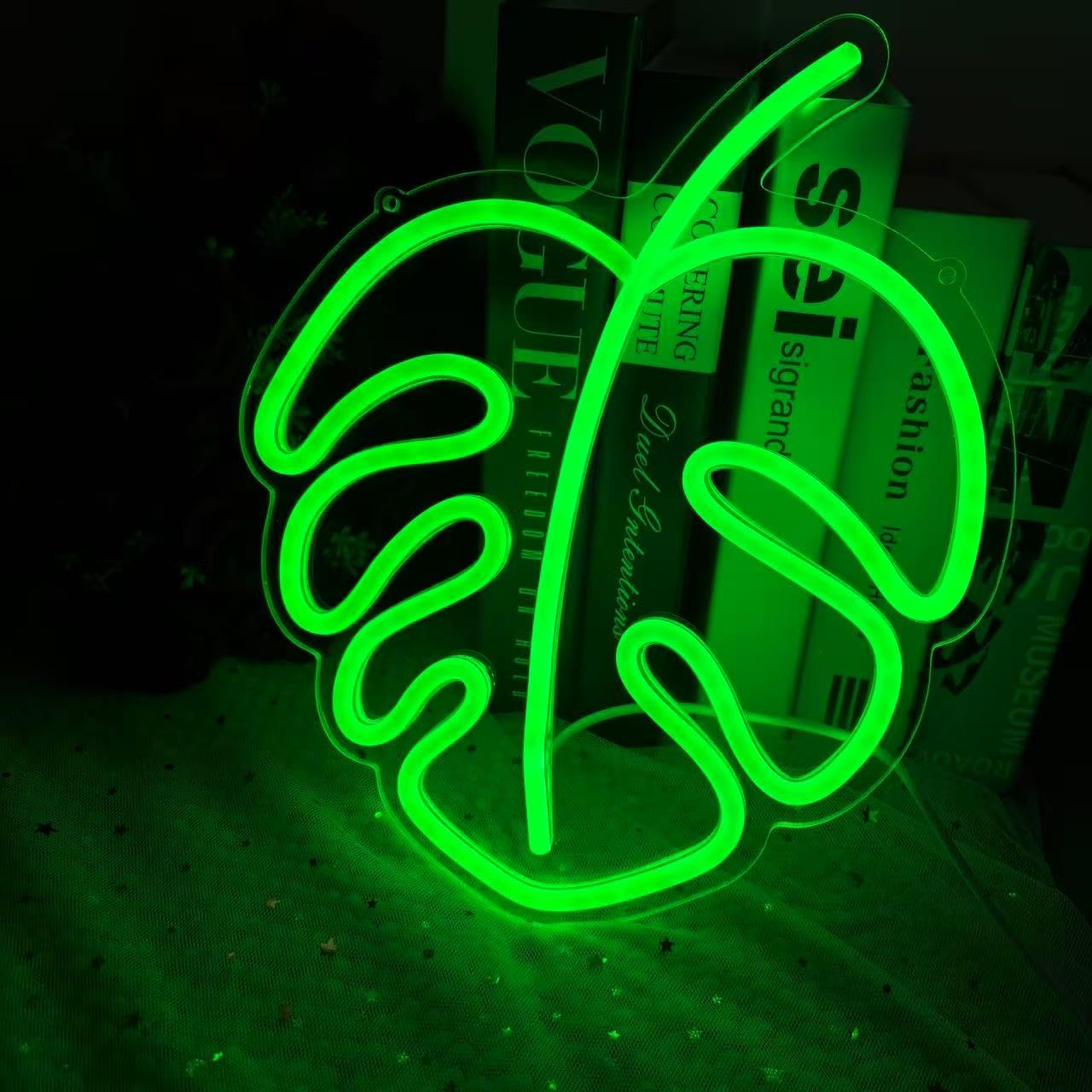Hello Summer Enseigne néon verte Feuille de Monstera LED Plante Néon Monstera