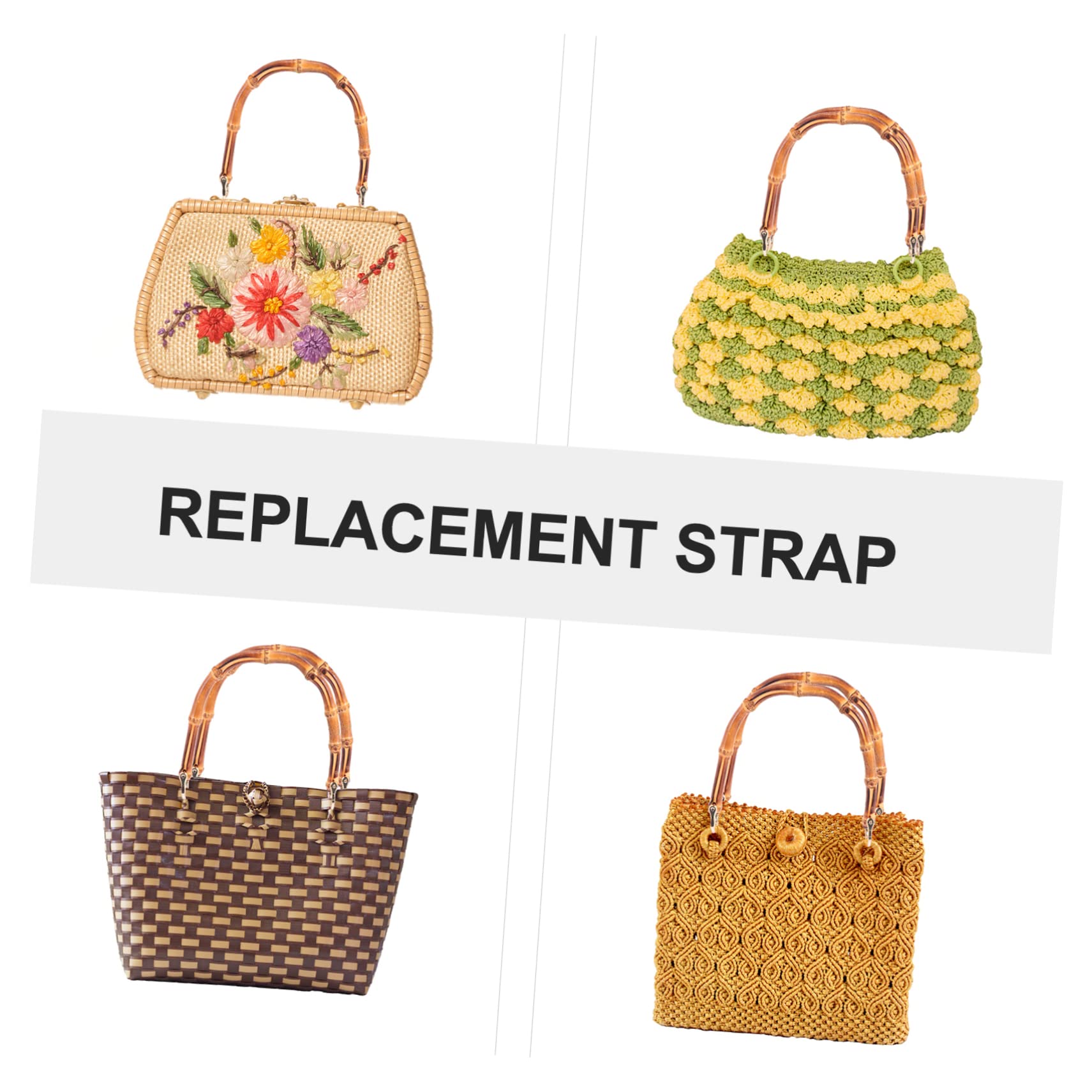 LALAFINA 3 Series Asas De Bambú Para Bolsos Diy Mango Ligero Y Resistente Para Personalizar Cartera Y Tote Accesorios De Bricolaje Para Bolso Fáciles De Instalar Sin Costura 2 Piezas X 3