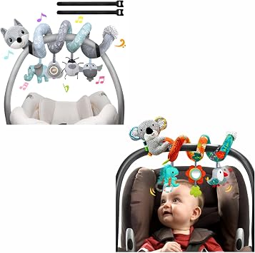 MONSTIME Musical Car Seat Toys Newborn Toys & Dinosaur Carseat Toys for Infants, Baby Toys 0-3 Months Stroller Toys, Baby Toys 0-3 Months Stroller Toys for 0 3 6 9 12 Boys Girls