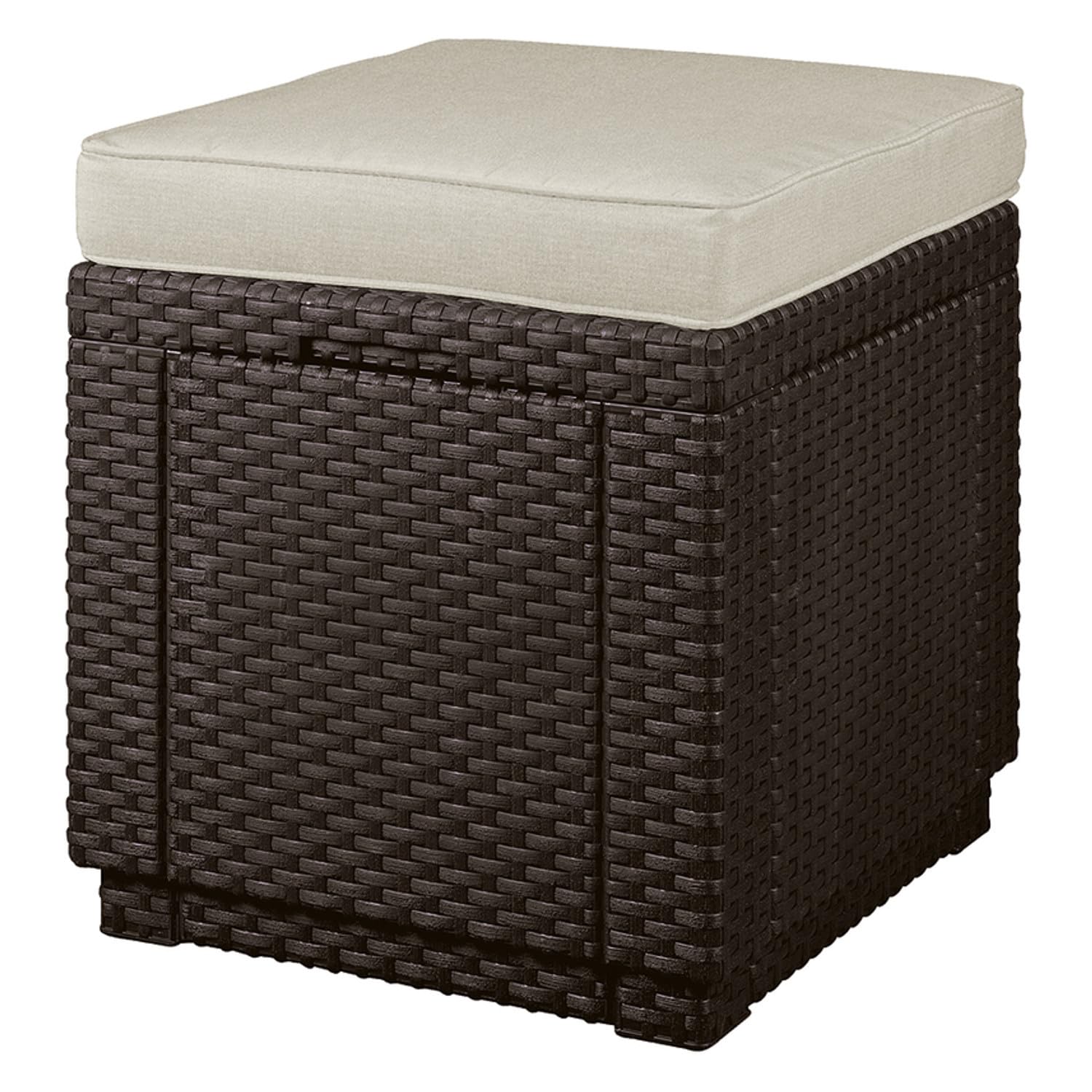 Keter Siège avec Coussin Fonction de Rangement Brun Cube avec Coussin