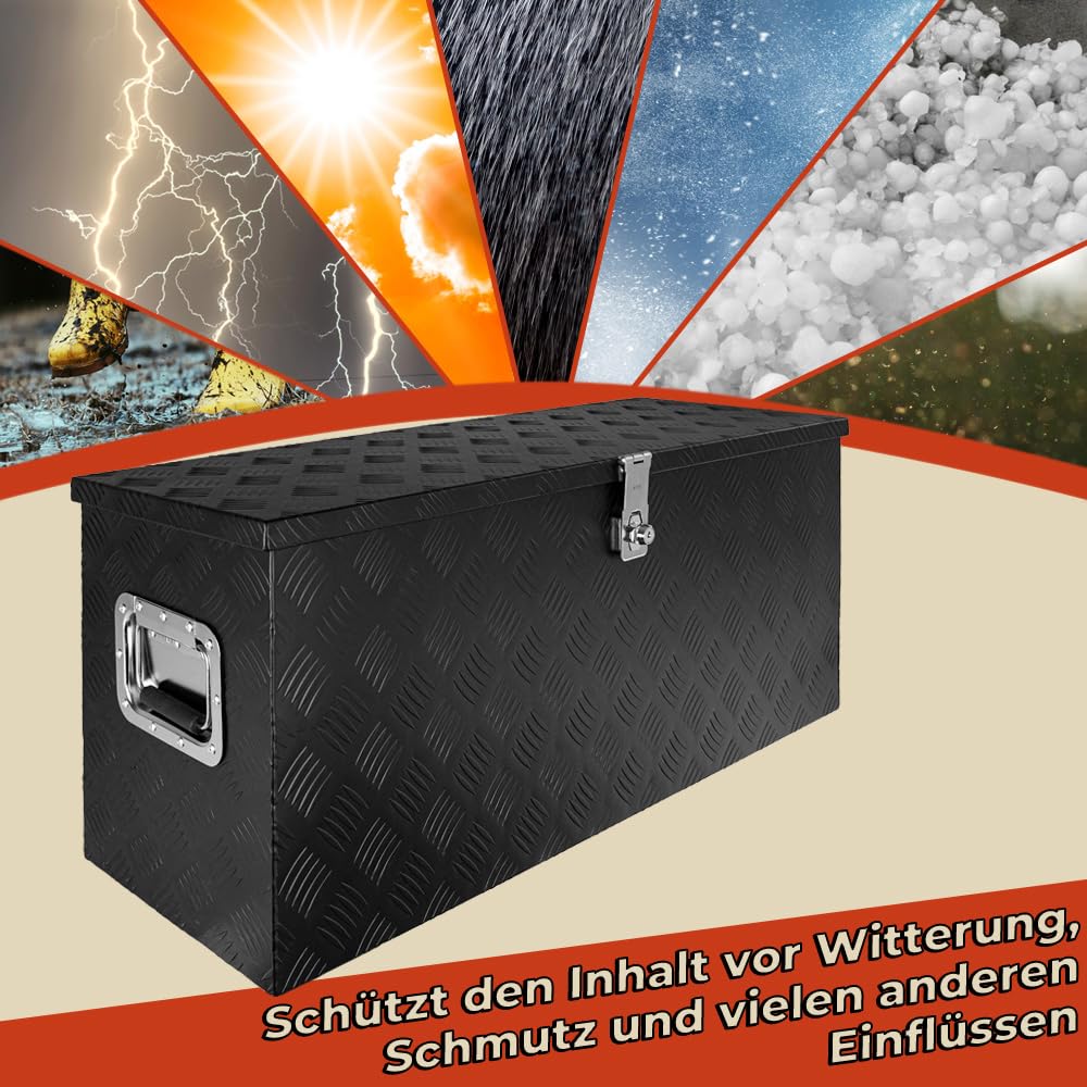 Trucky Caja de Barra de Tiro Negro Caja de Herramientas Caja de Camión Caja de Aluminio Caja de Remolque con Tapa Bloqueable Caja de Transporte D120