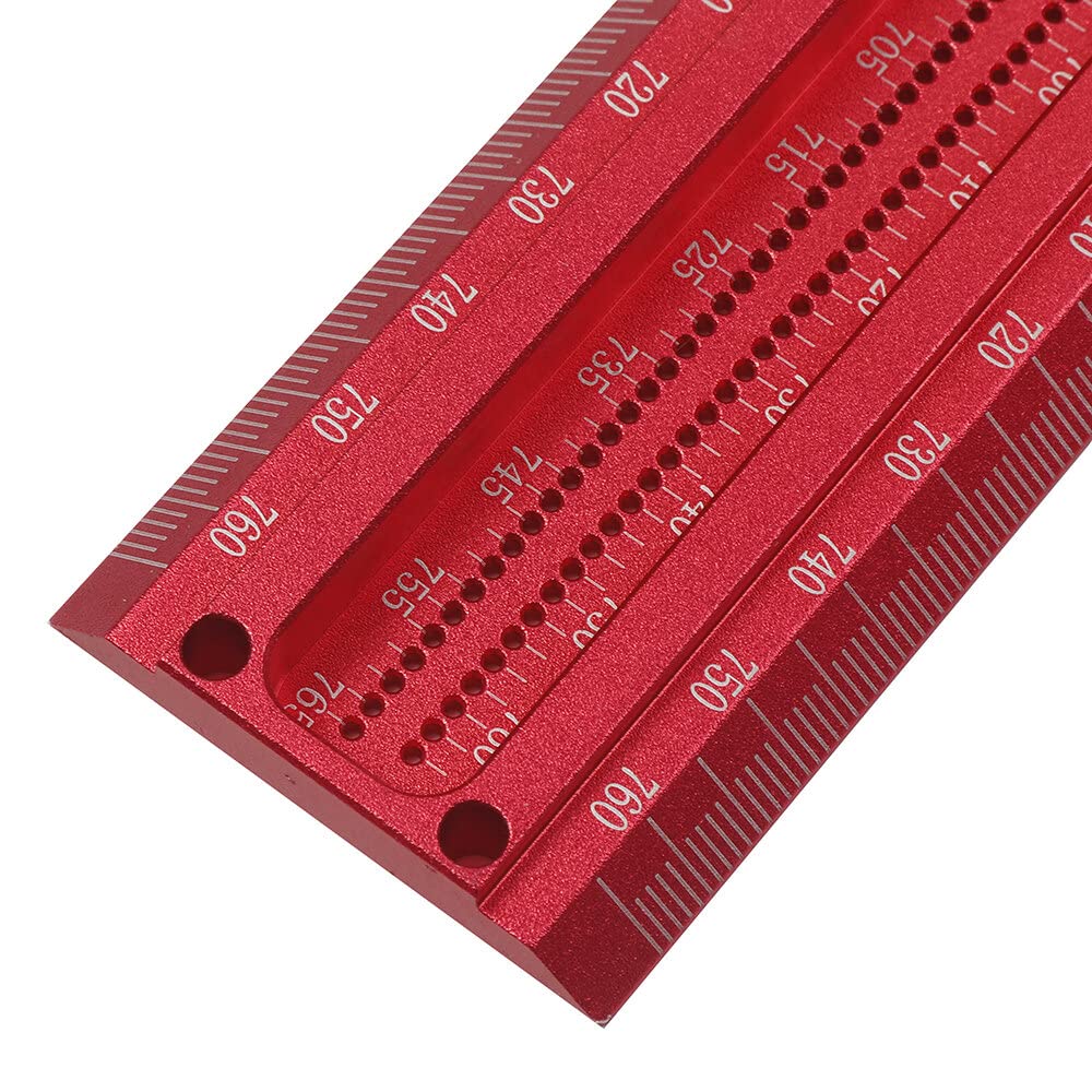VIDOO Marcador Línea Precisión TS Carpintería Regla T Aleación Aluminio Calibre Marcado Posicionamiento Agujeros-600mm