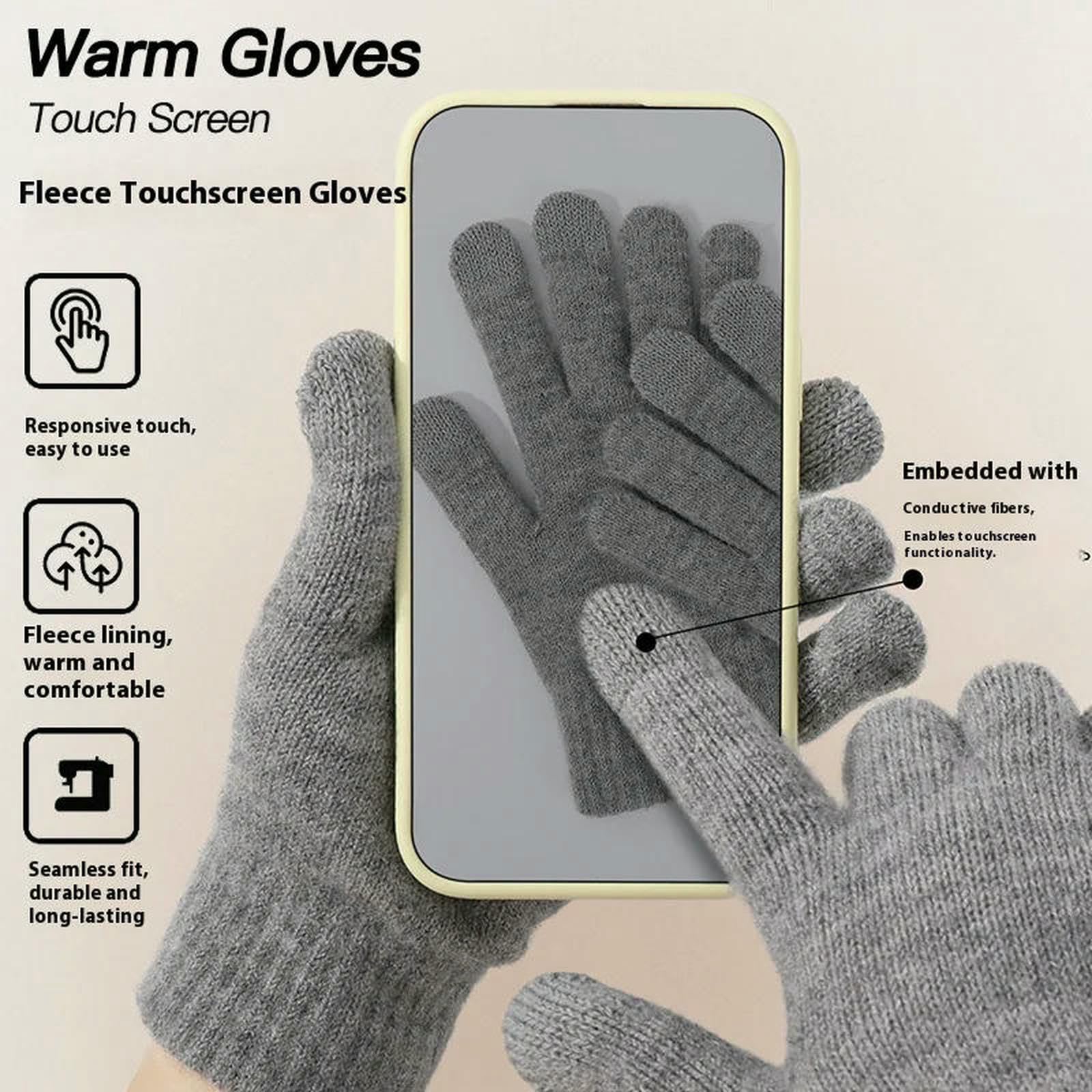 Mütze,Schal & Handschuh-Sets 3-teiliges Set Für Damen, Winter-strickmütze, Schal, Handschuhe, Kombination, Bequemes, Weiches, Lässiges, Warmes Mützen-Set, Winddichtes Outdoor-REIT-Set-grau