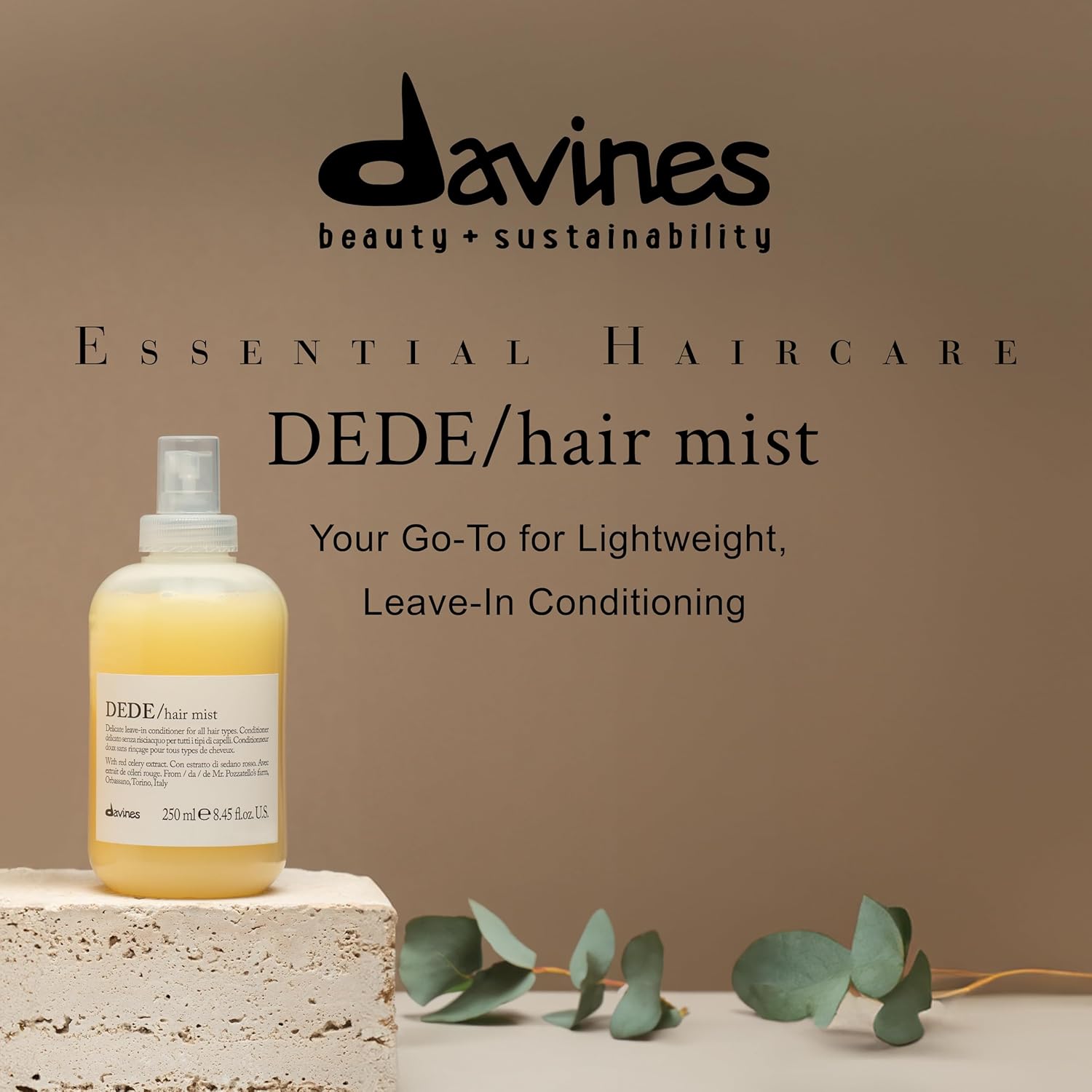 Davines DEDE Hair Mist, Lightweight Leave-In Milk Conditioner for All Hair Types - Frequent Use Spray to Detangle, Moisturize, and Remineralize with Red Celery Extract, Weightless, 8.45 Fl Oz - Image 3