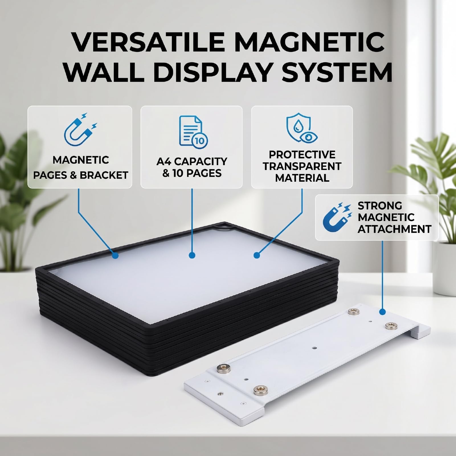 Porta Cartelli Magnetici, Cartelle Sospese con Tasche Integrate e Fondo Espandibile per L'archiviazione di Documenti da Ufficio (Supporto magnetico)