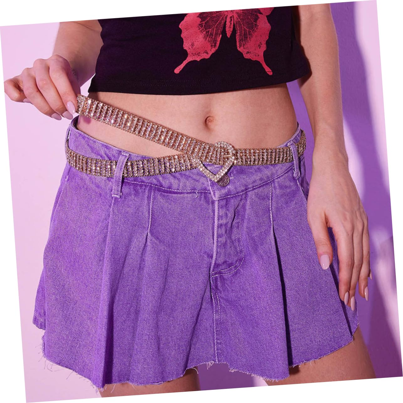 Ipetboom Cinturón Rhinestone para Mujeres Cinturón para Jeans Cómodo