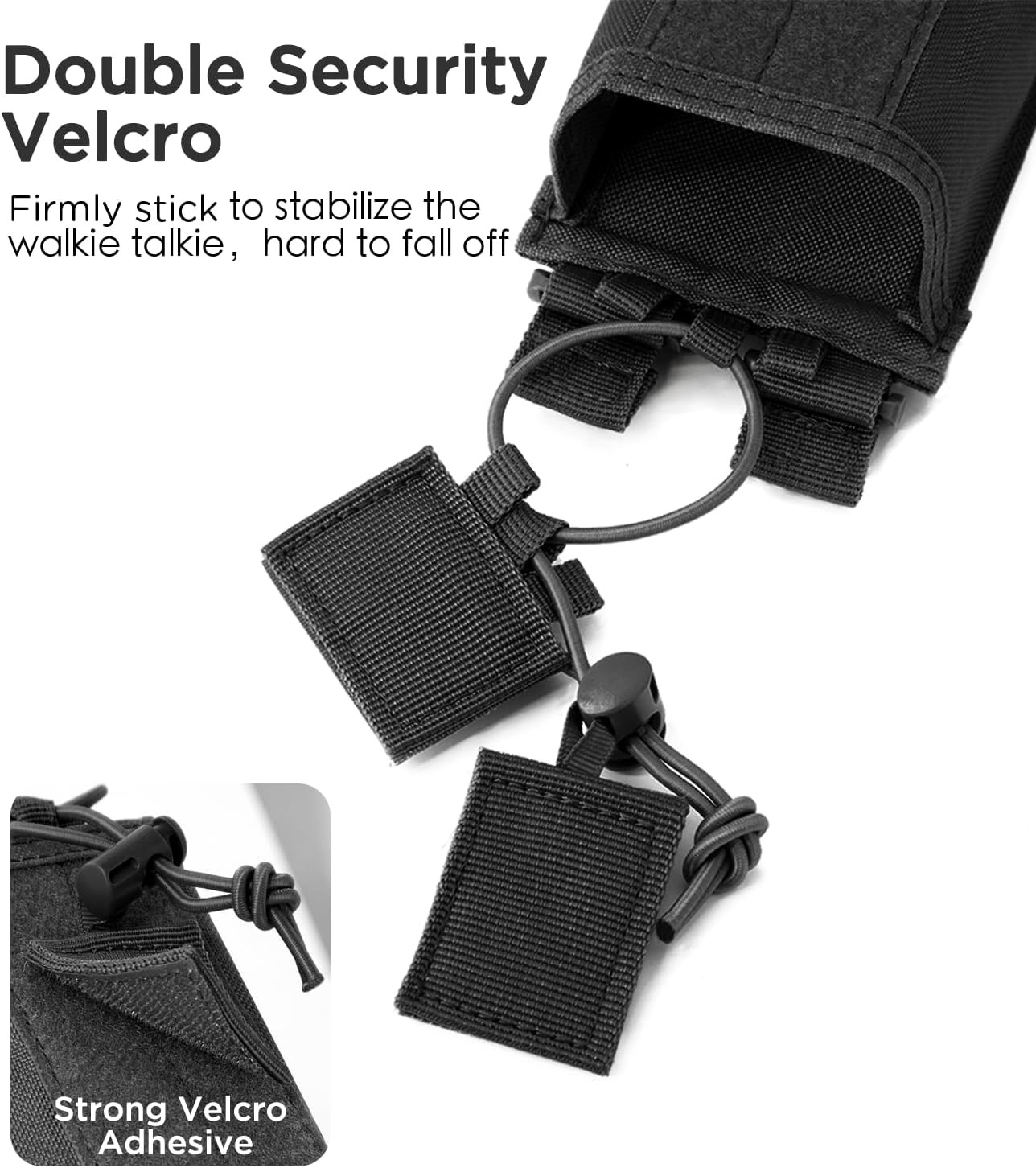 Molle Radio Pouch Holster, Adjustable Storage Belt Holder Case Heavy Duty Nylon for Universal Two Ways Walkie Talkie, Black
