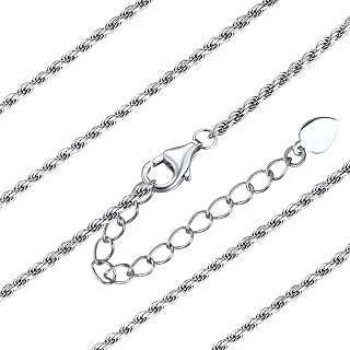 925 Sterling Silver Cuban/Figaro/Twisted Rope Box Chain Necklace for Men Women 1-5mm Wide Neck Link Silver Chain Necklace 14-18 Inches(Send Gift Box)