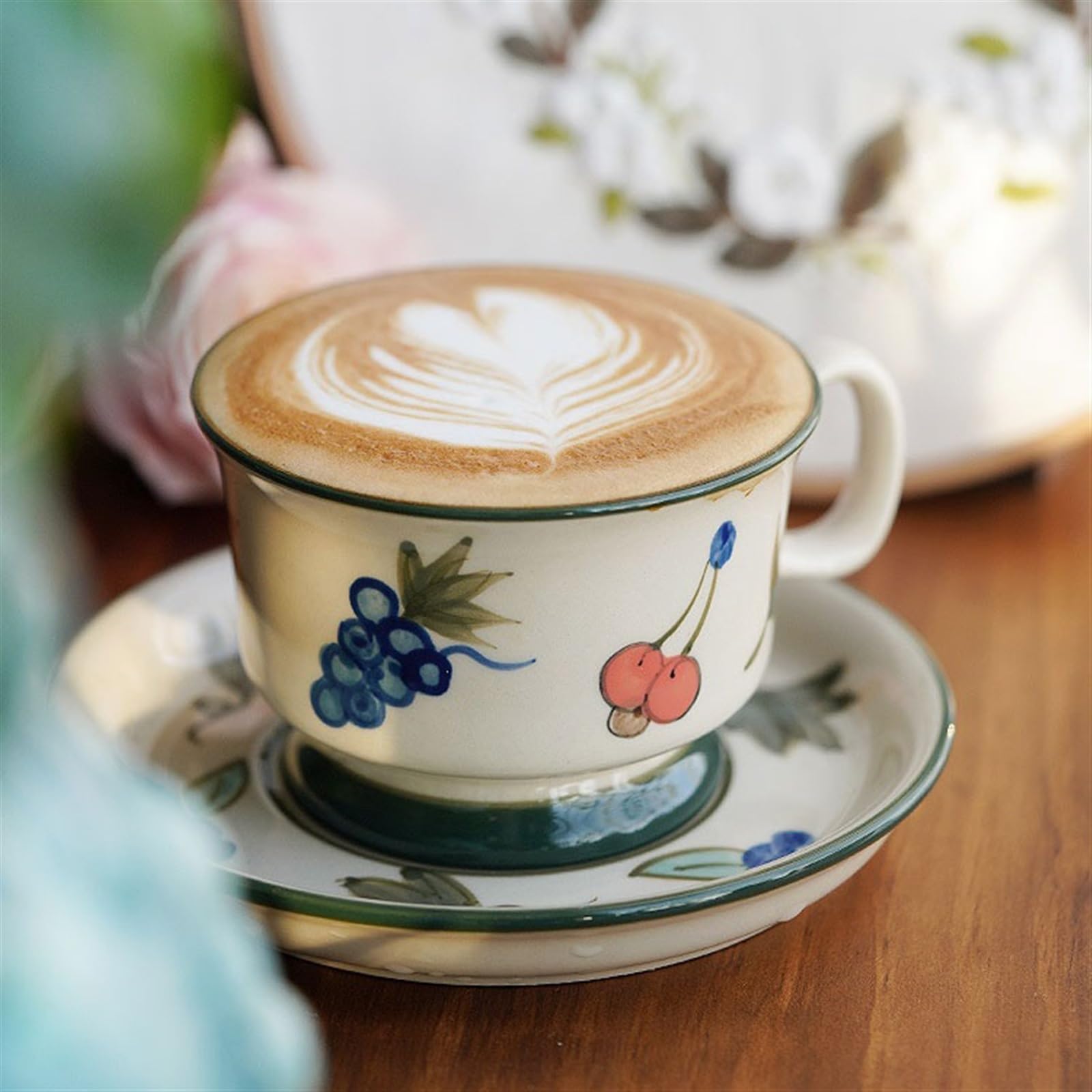 Tasses Ensemble de tasses et soucoupes à café et soucoupes à thé de l'après-midi, rétro européen, tasses à thé noir exquises de haute qualité, tasses sous glaçure peintes à la main Café Boisson Tasse