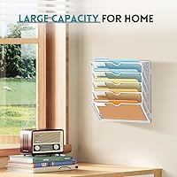 Vista 2 de SUPEASY 5-Tier Wall File Organizer Mesh Office Mail Holder, Hanging Wall Organizer Magazine Rack for Office White