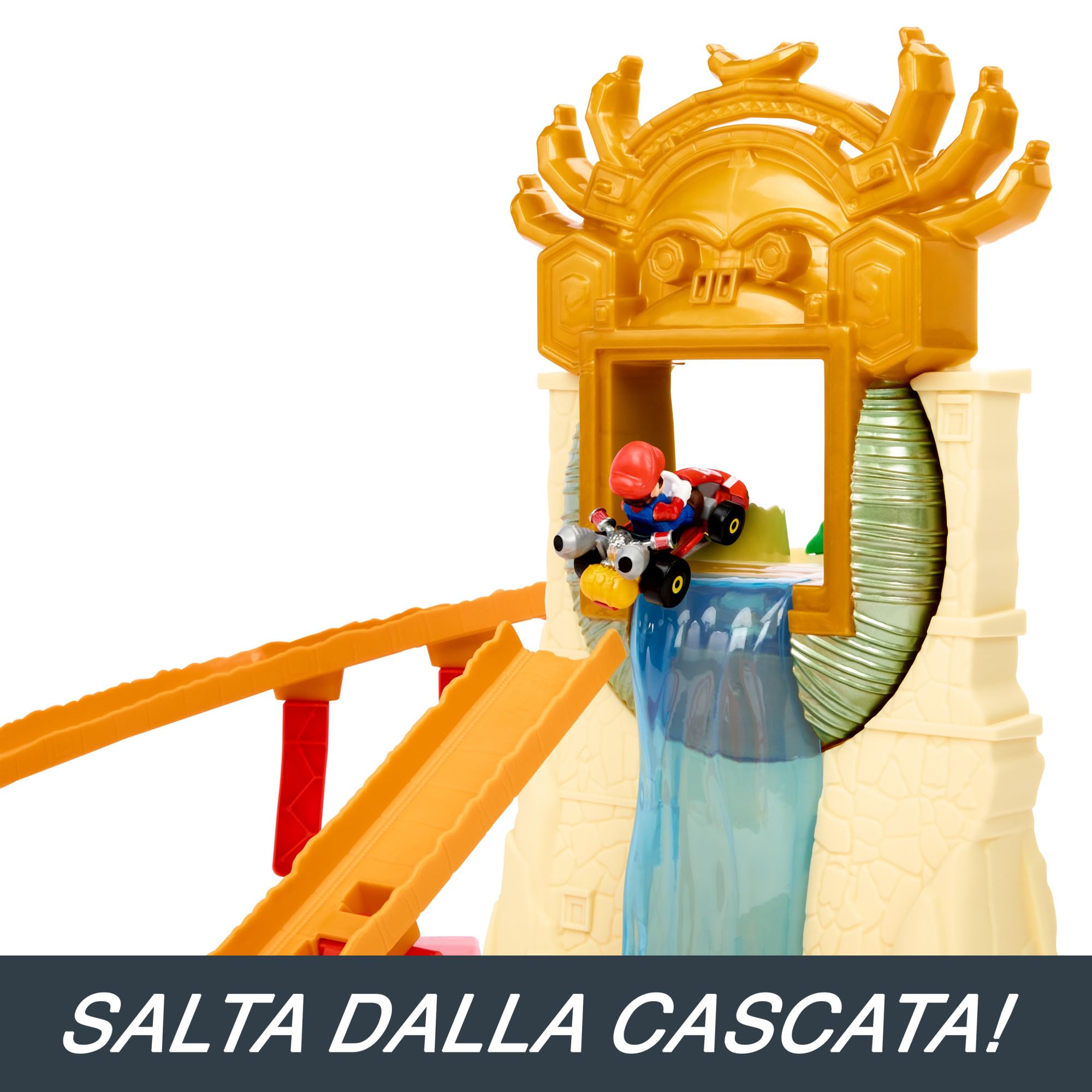 Hot Wheels Super Mario Bros - Corsa nella Giungla di Kong, playset ispirato al film con macchinina die-cast di Mario inclusa, pista con loop e salto su cascata, giocattolo per bambini, 5+ anni, HMK49