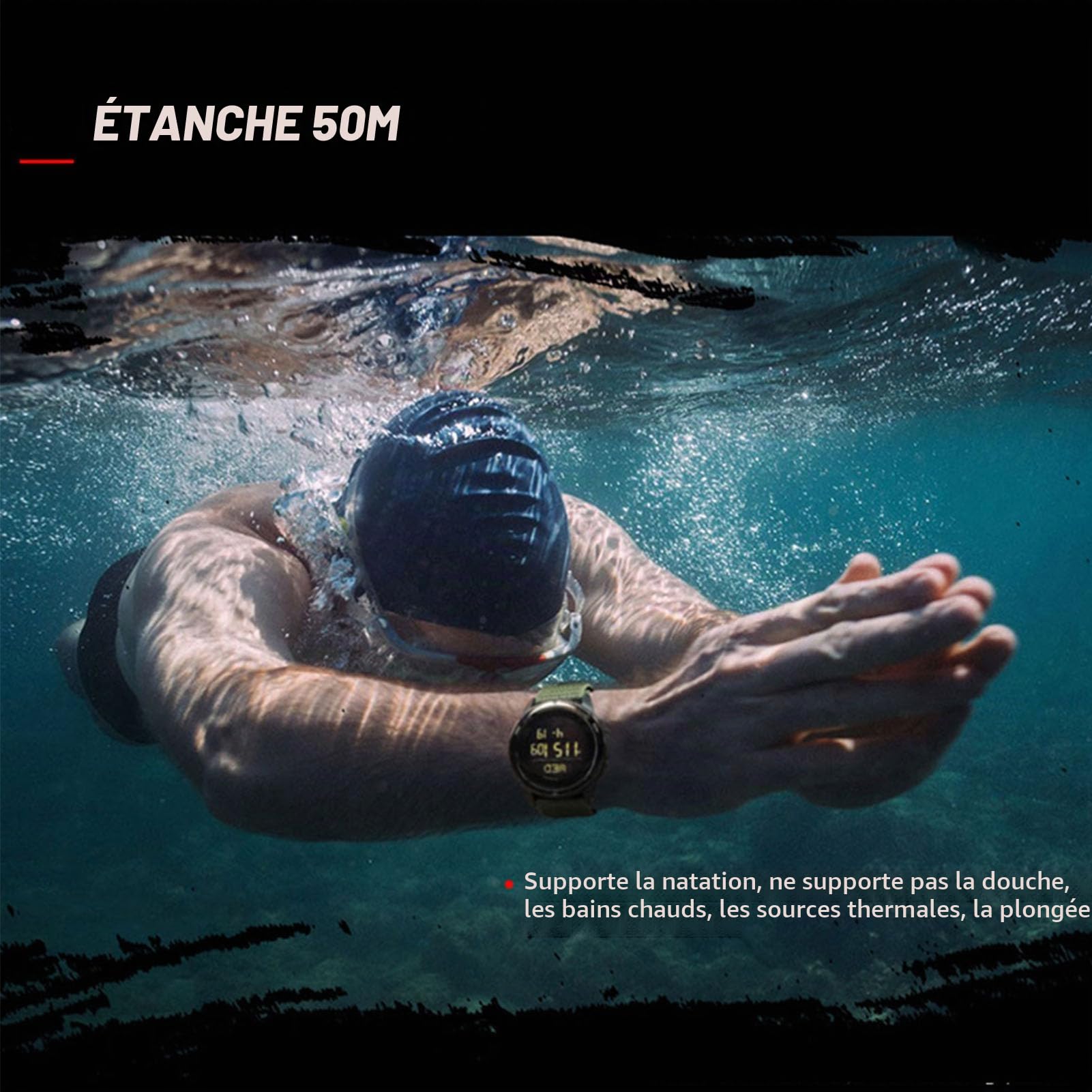 findtime Montre Militaire Homme Commando pour Homme Montre de Sport,Calendrier,Réveil, Chronomètre, Podomètre Montre Numérique Étanche 50ATM Cadran，Coloré