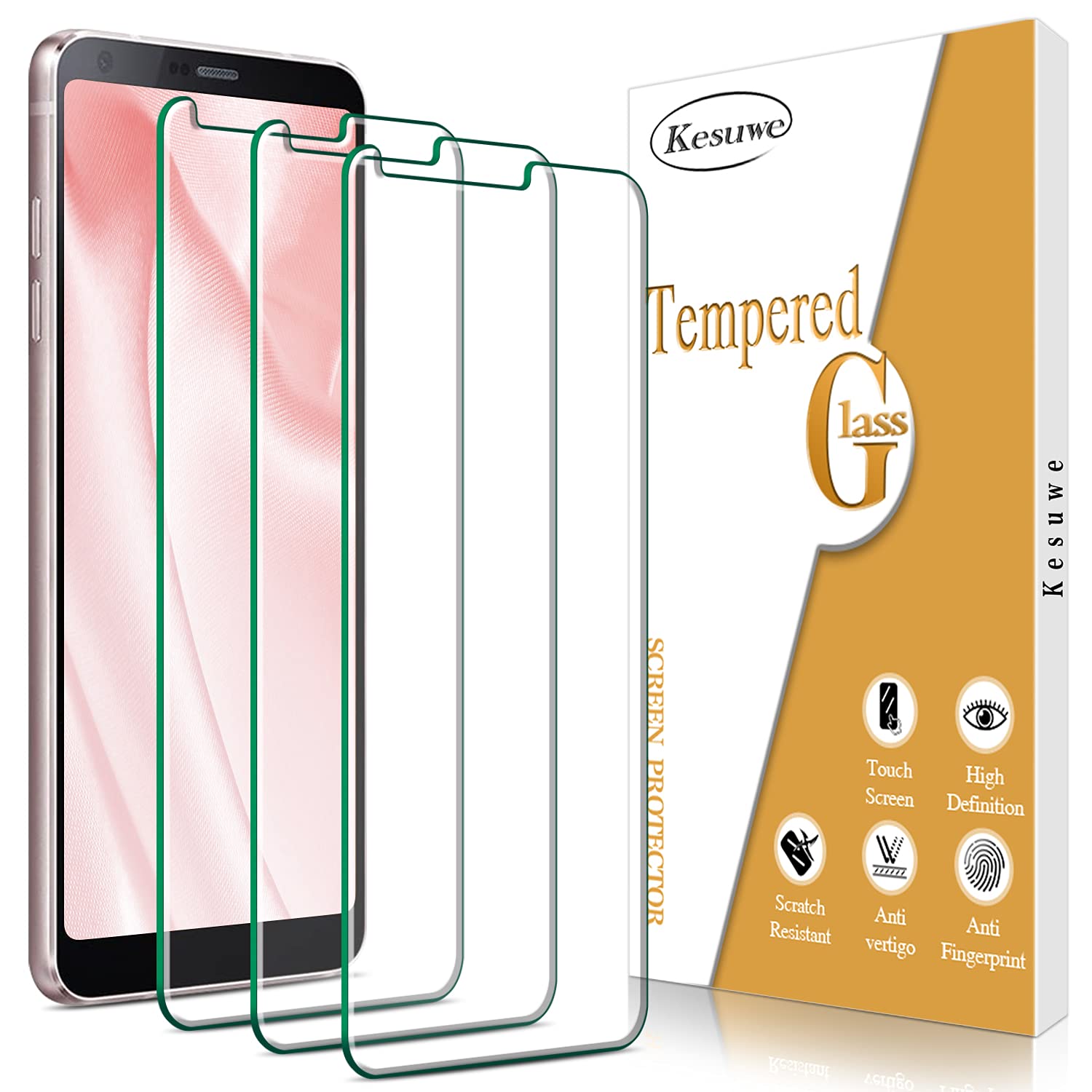 TM-Concept Pellicola In Vetro Temperato Per LG G6, Trasparente, 0,26 Mm, 9H, Bordi Arrotondati 2.5D, Anti Impronte, Con Kit Di Installazione