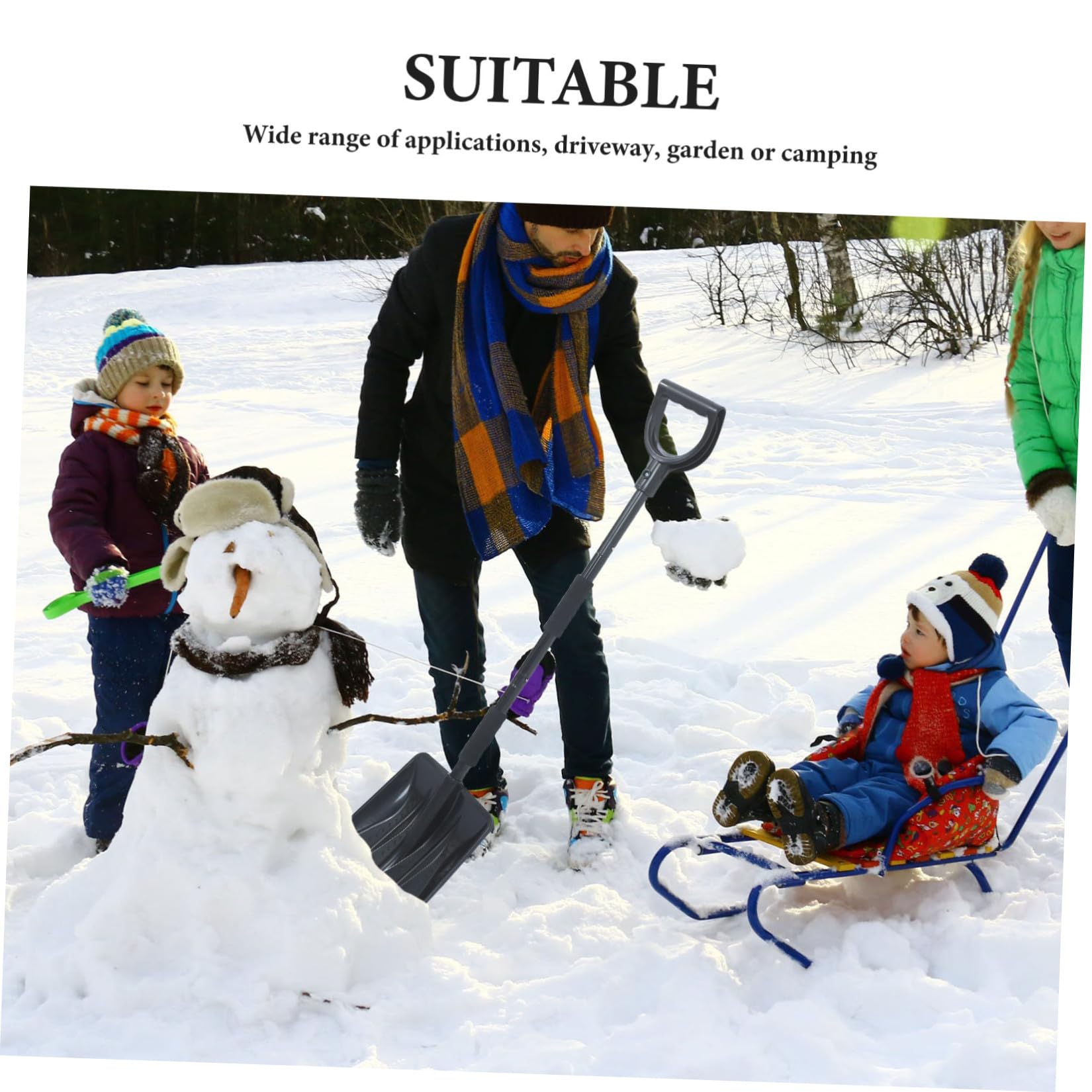 Artibetter Pala da Manico Ergonomico Staccabile Portatile in Inossidabile Design Compatto Nero per Auto e Giardino Emergenze Invernali