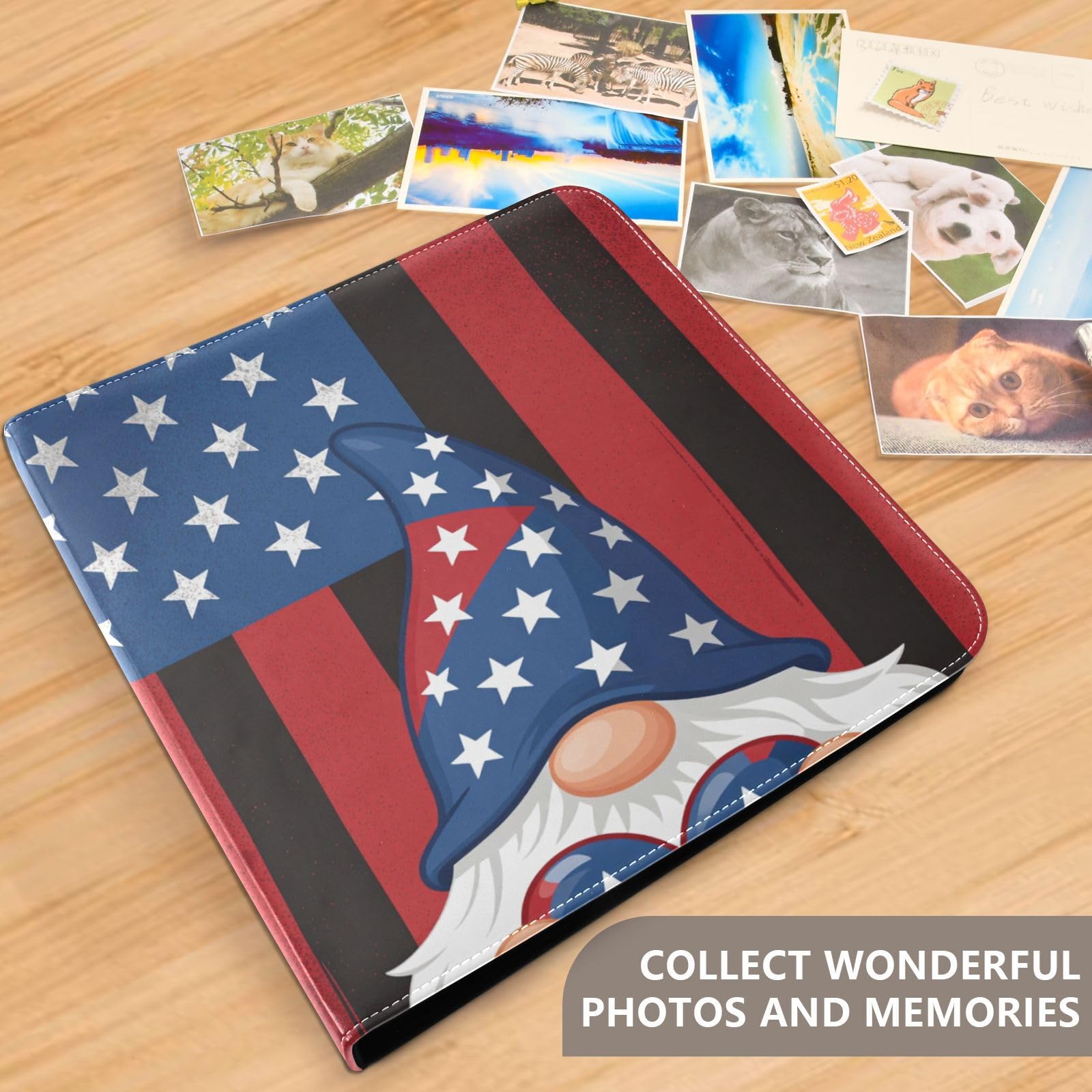 Gnome Us Flag Album fotograficzny ze skóry PU
