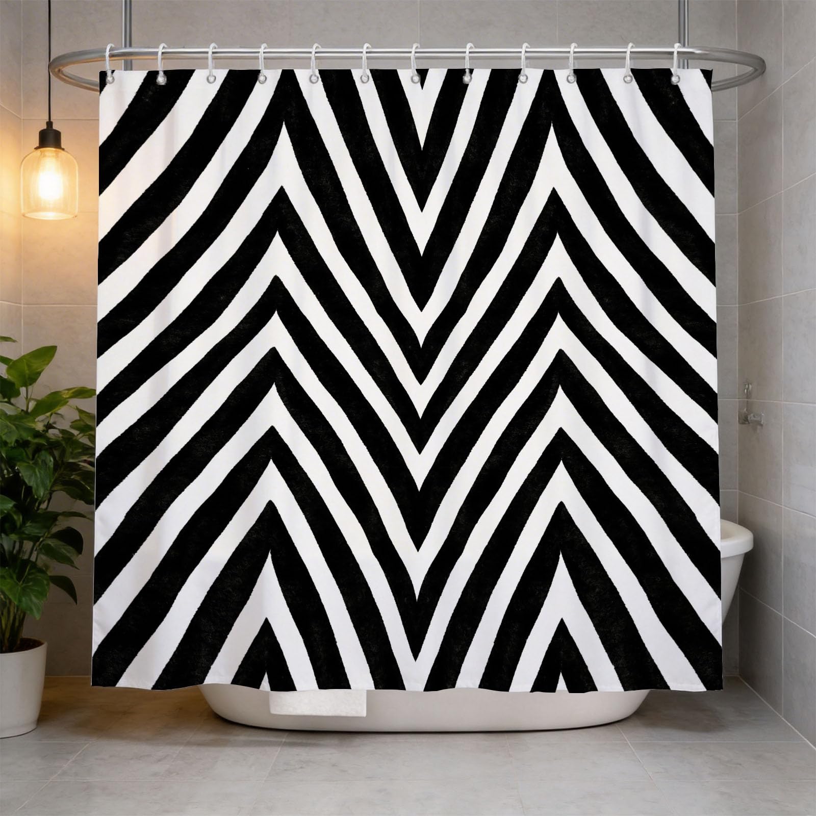 Hongduo 3D Zebra Pattern Shower Curtain for Stalls Bathtubs Vintage Style Bathroom Decor Shower Curtain Set Polyester Fabric Waterproof 180x200cm/71X79 Inch with Hooks