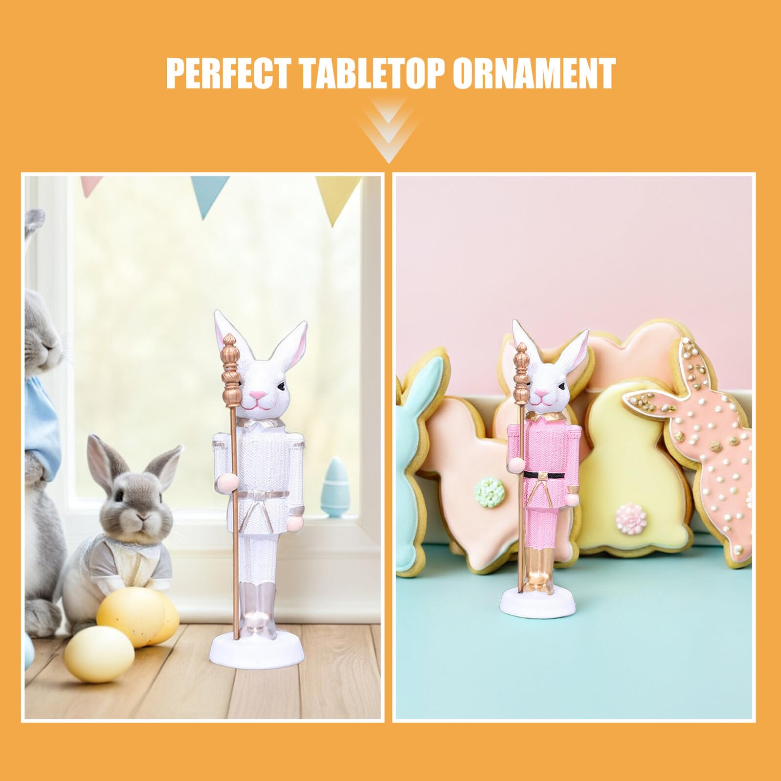 Toyvian Figurines de Lapins de Pâques en Résine 3 Pièces Décoratives pour Bureau et Table, Décoration Intérieure de Pâques Festive, Accessoire Décoratif Saisonnier