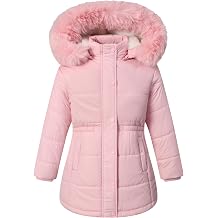 Girls Long Puffer Parka Removable Hood Kid's Winter Jacket Coats