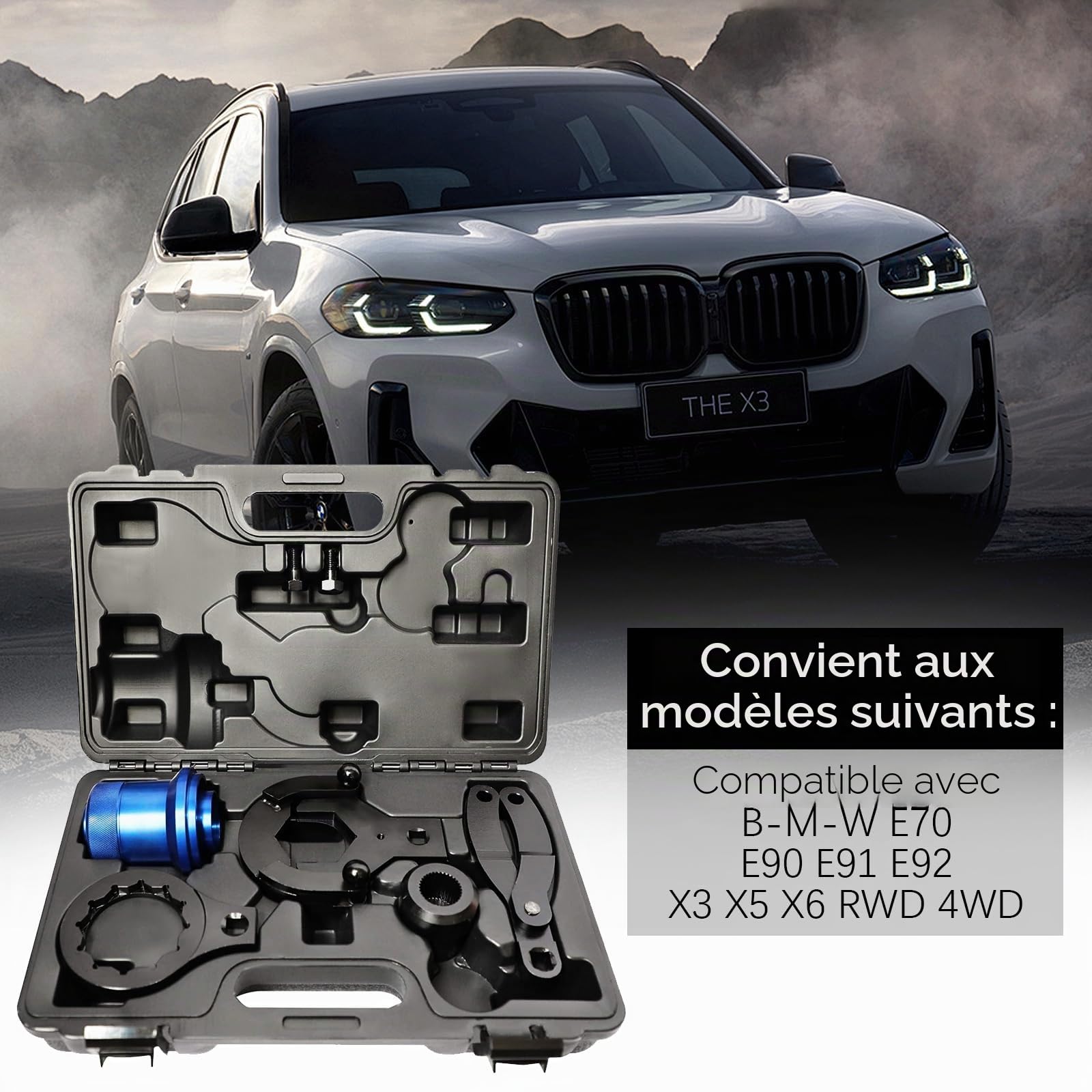 LIROPAU Kit d'Outils de Démontage de Différentiel d'Essieu Moteur Arrière pour Le Montage/démontage des roulements de Roue Compatible avec X3 X5 X6 E70 E90 E91 E92 RWD 4WD