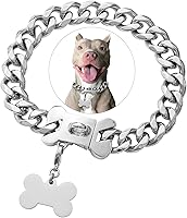 Vista 11 de Collar de acero inoxidable con eslabones de oro cubano resistente para perros pequeños, medianos y grandes, collar de perro de bulldog francés