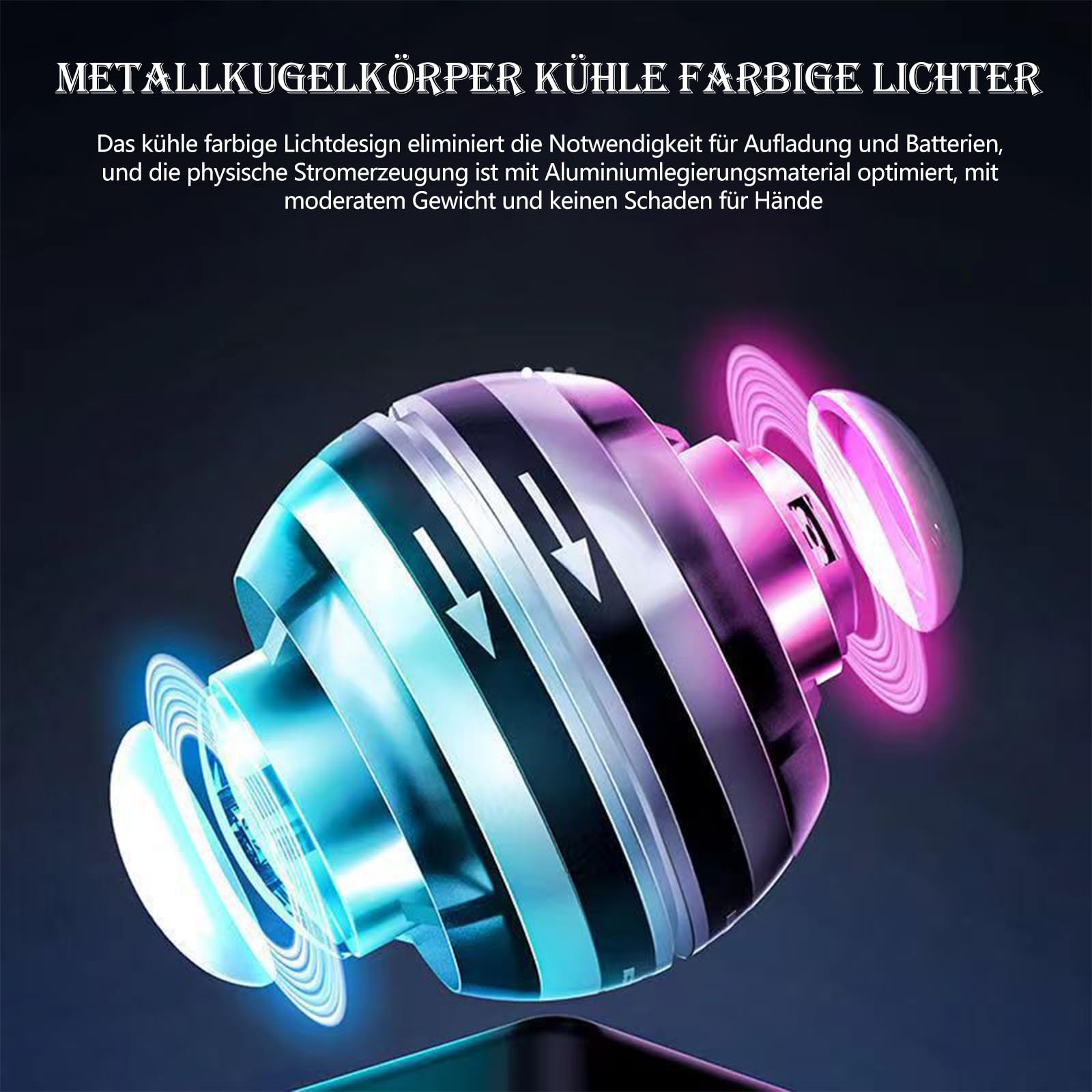 Gyroskopischer Handtrainer Autostart, Gyroskope für Handübungen mit LED Licht Handgelenk Trainerball mit FarbigeLichter Rotationsball Handgelenk Ball zum Training der Hand und Armmuskulatur