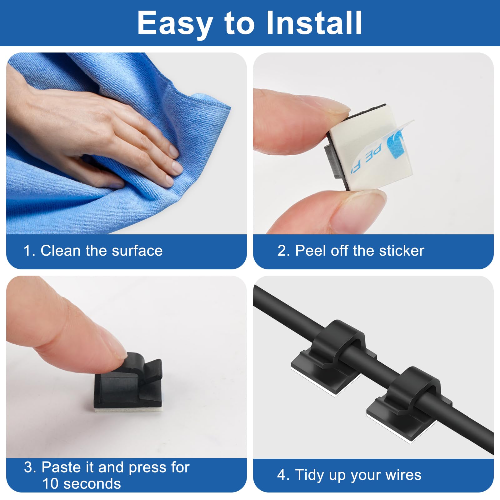 50 Pièces Fixations Adhésives Pour Attache Zippée Supports De Base Pour