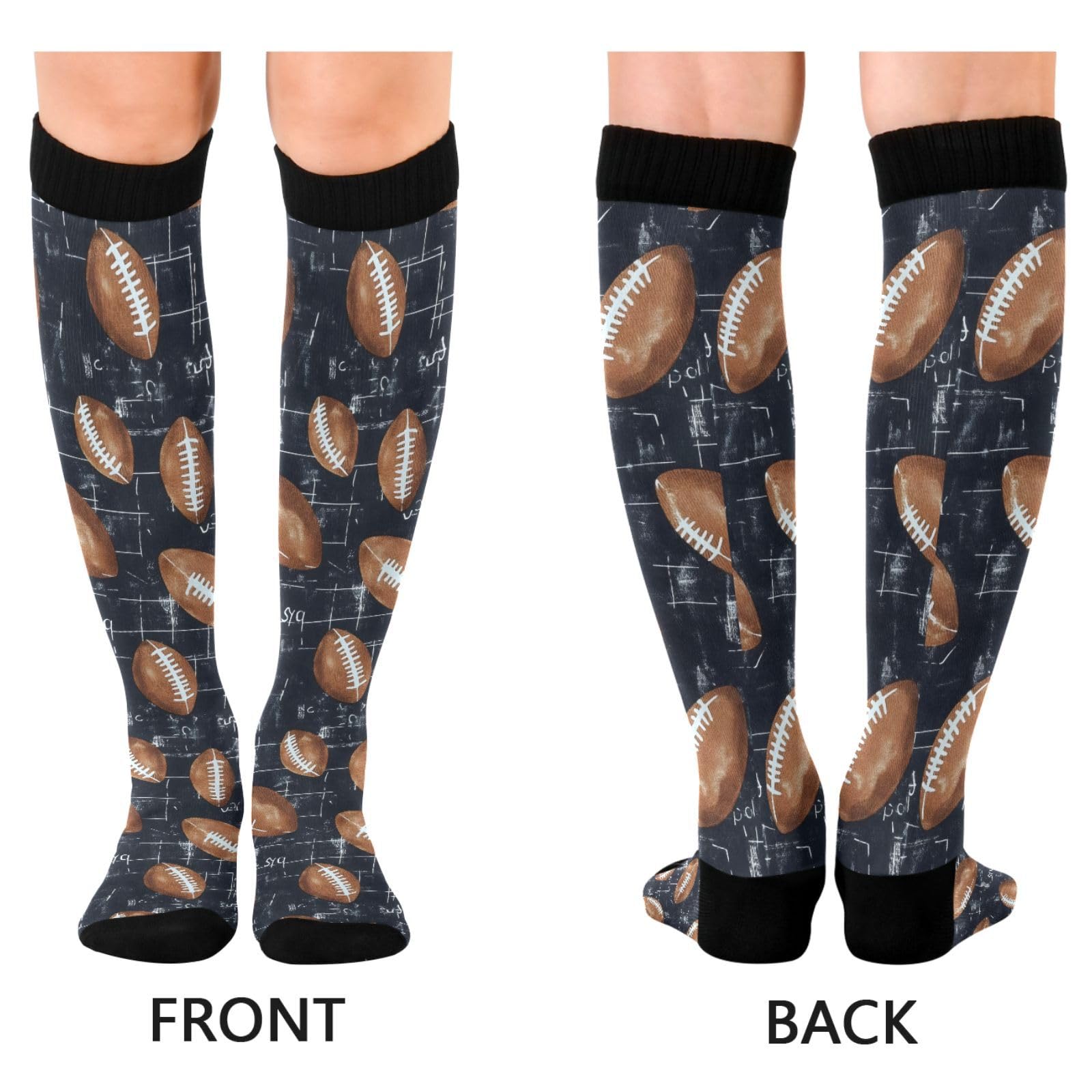 MFTJYO Rugby Football Blue Pattern Women's Compression Socks for Women Men Knee High Socks Long Circulation for Athletic Running