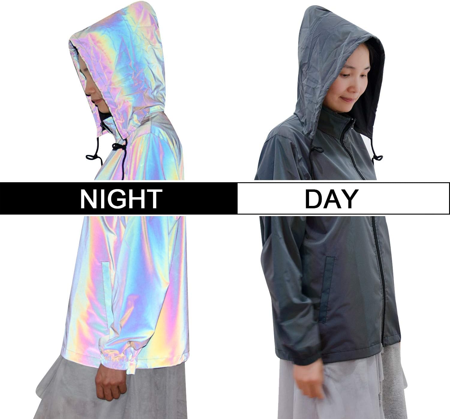 70% Off Everything Glow Rainbow Custom Hip Hop Black Reflective Jacket for men and women,2020 new fabric safety jacket (XL, black rainbow)