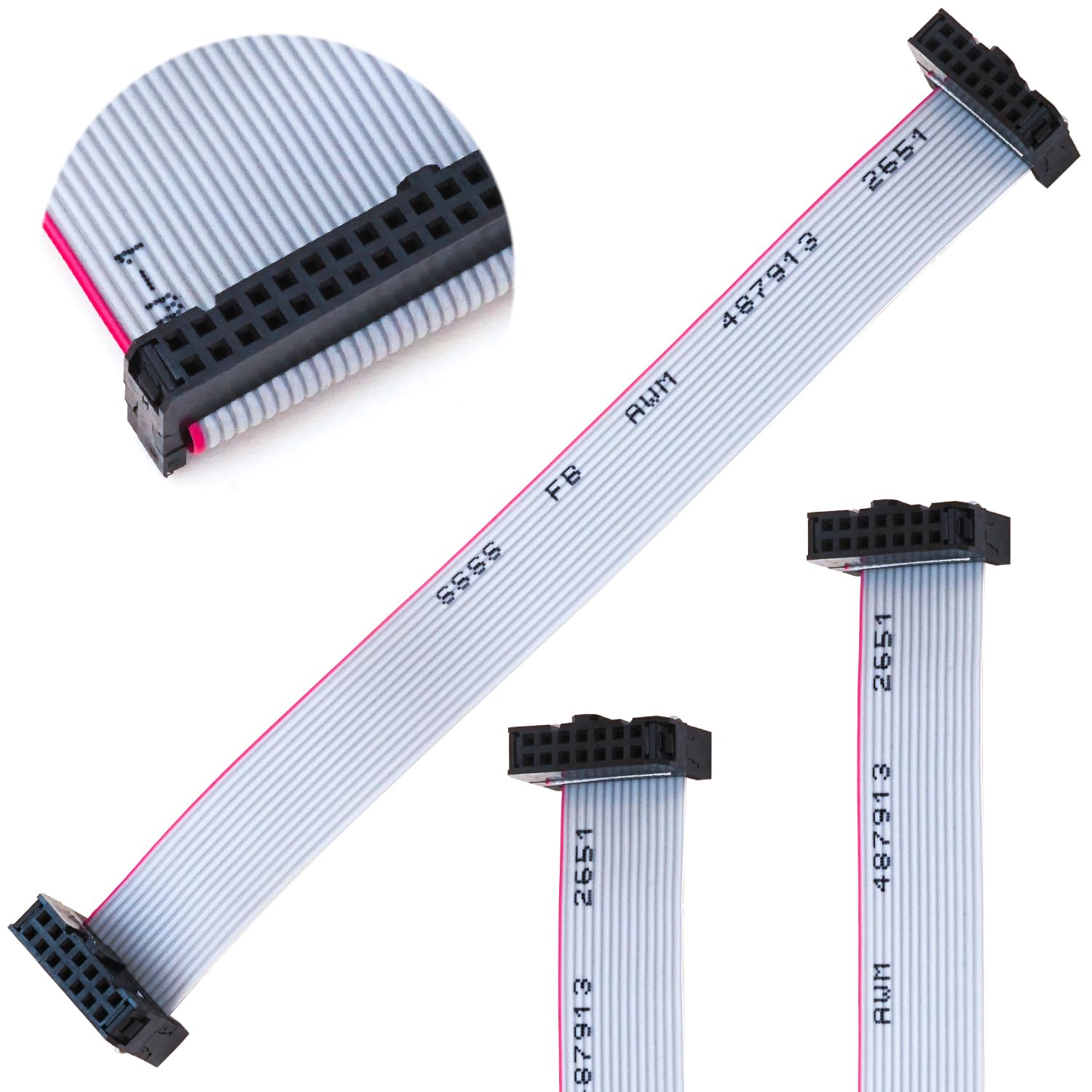 IDC Cable IDE Flat Ribbon Cable Ribbon Cable IDC Cable Connector 14P, Female to Female IDE Extension Cable 30CM Length FC 14-Pin 2Pcs(KS-30-FF14)