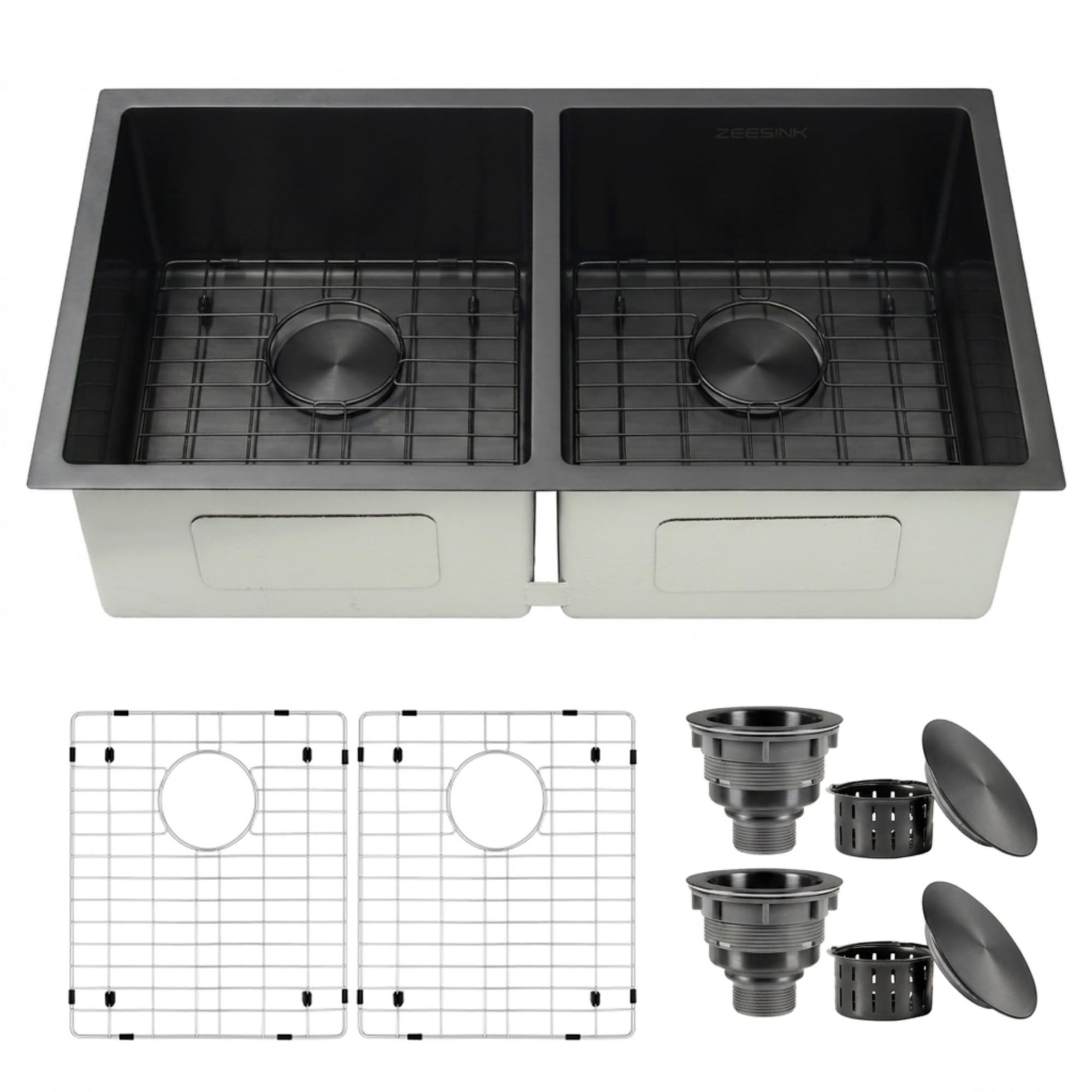 Amazon.co.jp: Zeesink ブラックアンダーマウントキッチンシンク 31×18