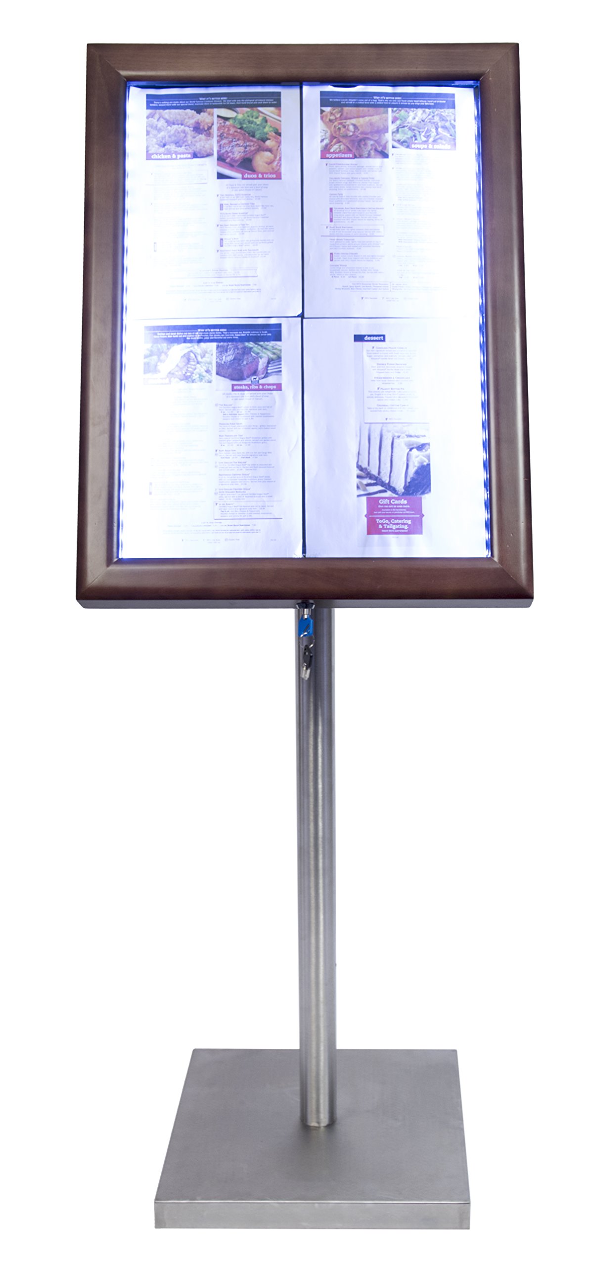 SECURIT - Pizarra LED Classic cristal pantalla de información - 4 x A4 (A2) | 68,5 x 53 x 5,5 cm, marco de Marrón (mcs - 4 a4-wldb), color marrón