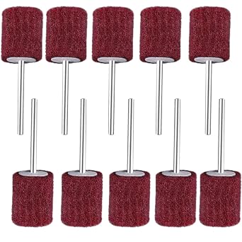 10Pack Abrasive Flap Wheels Non Woven Abrasive Buffing Wheels,320# with 3mm/0.1" Shank Without Sand Paper Flap Wheels 20mm3/4-in Dia Cylindrical Head Nylon Fibre Abrasive Flap Wheel Brown