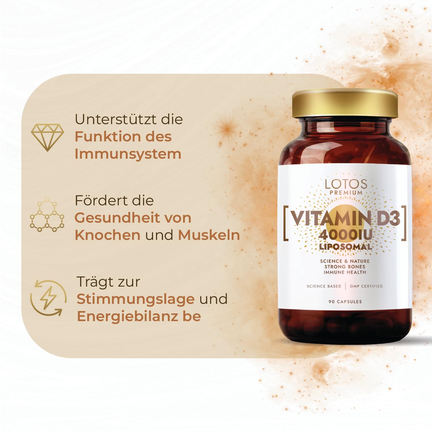 Liposomales Vitamin D3 – 90 Kapseln - 3er-Pack - Vitamin D für Immunsystem und Knochen - Hoch Bioverfügbares Vitamin D3 - GMP zertifiziert Qualitätssystem
